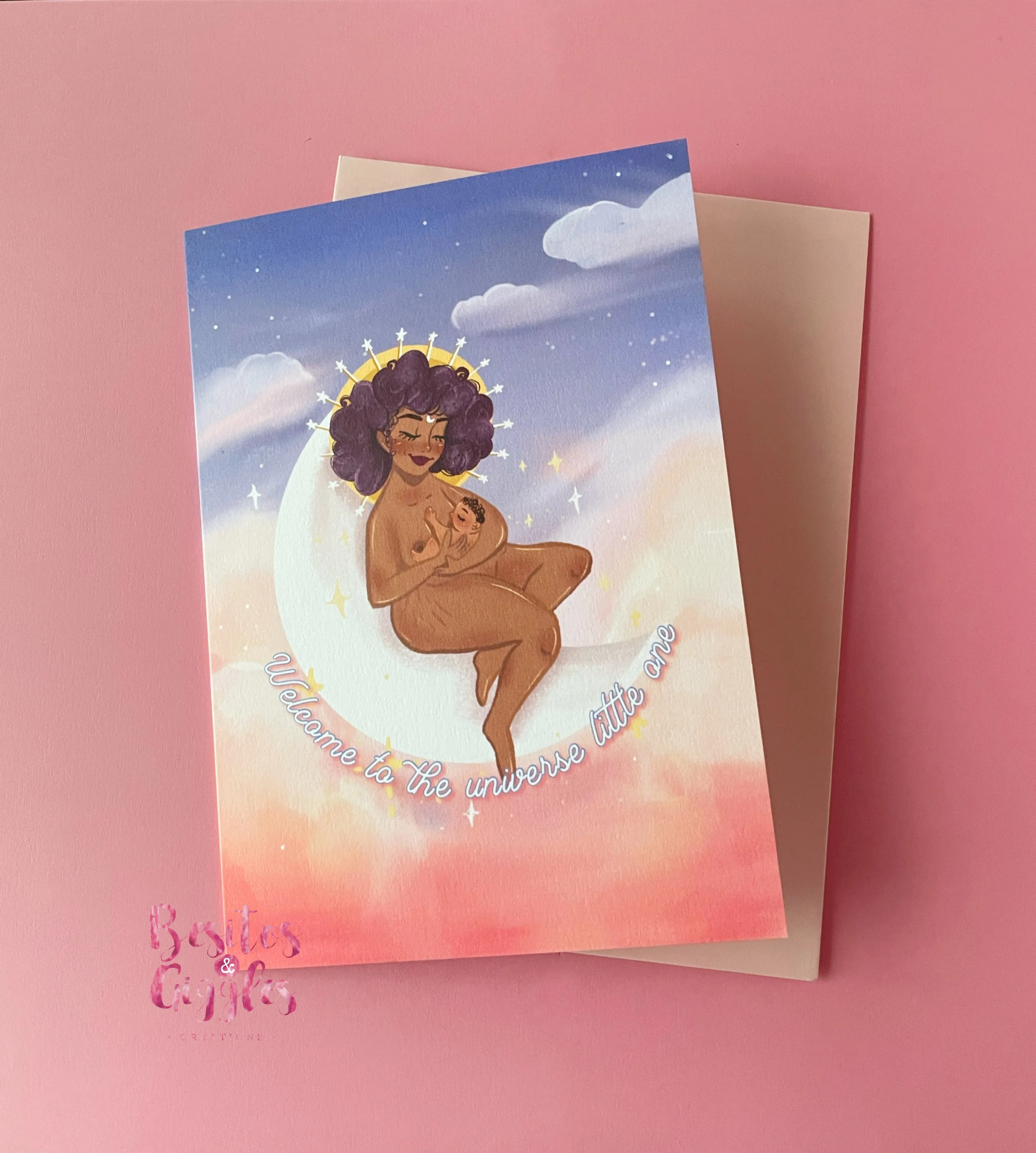 Welcome To The Universe Little One Afro Mama Greeting Card