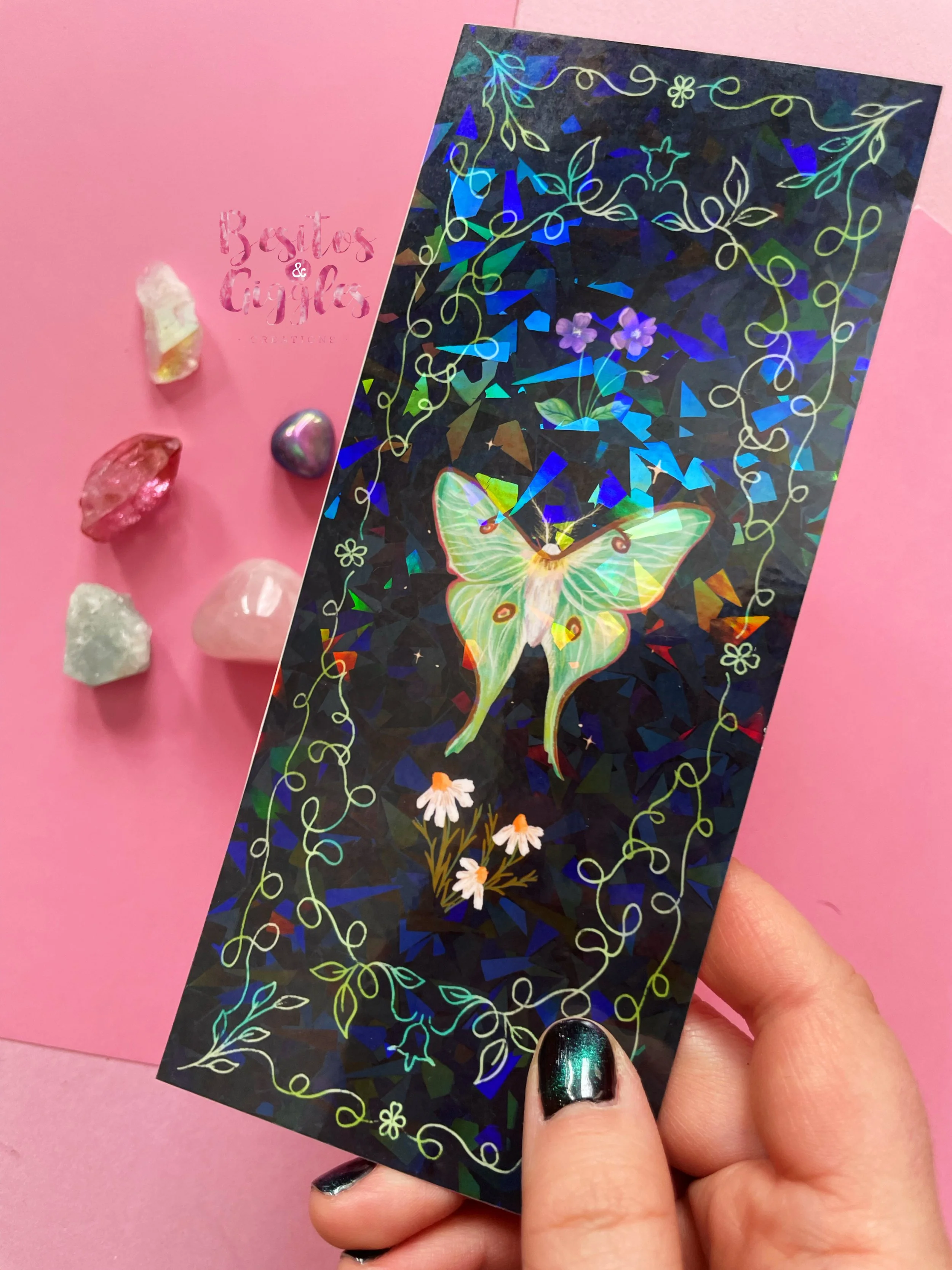 Luna Moth Holographic Bookmark