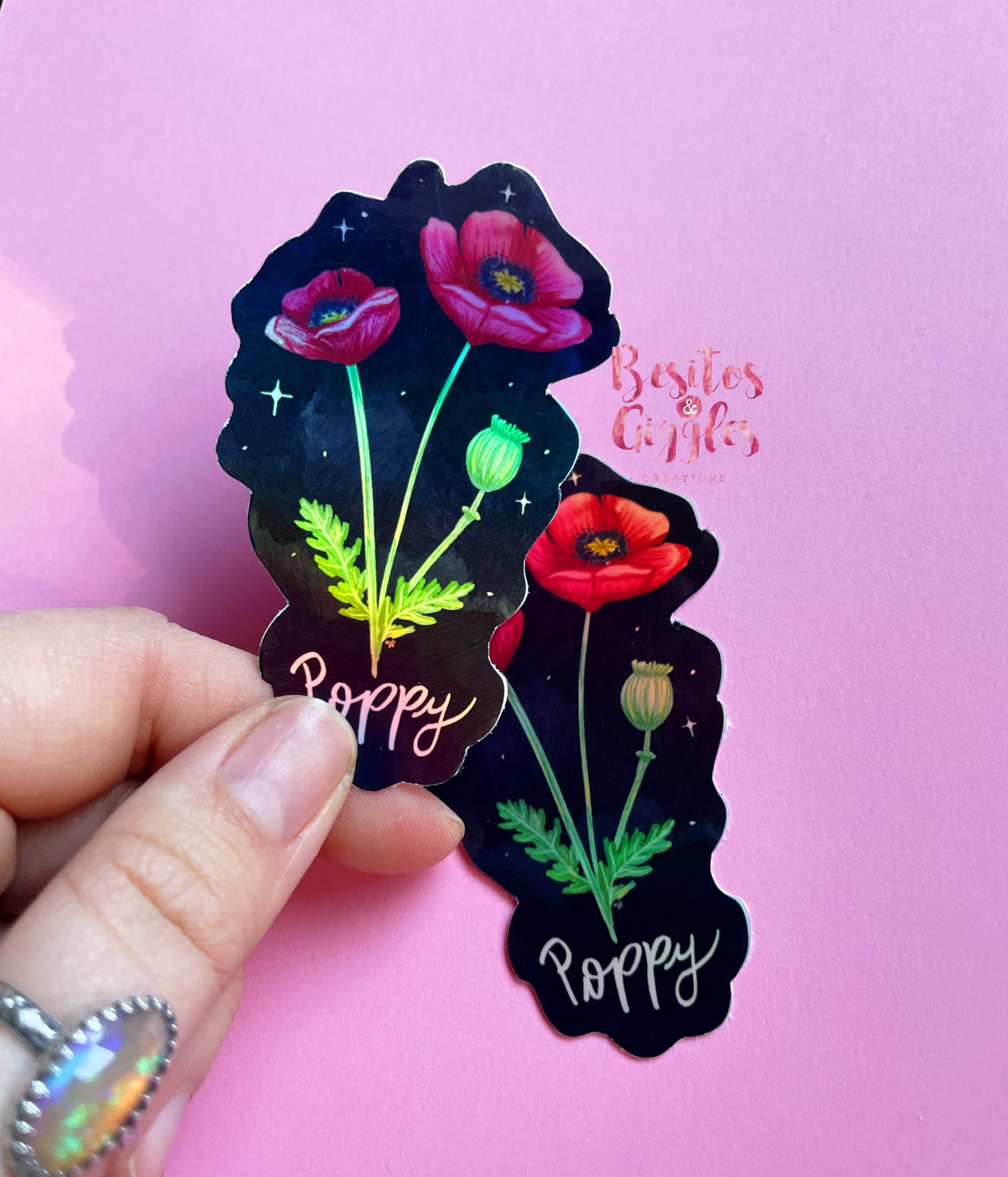 Holographic Poppy Flower Sticker