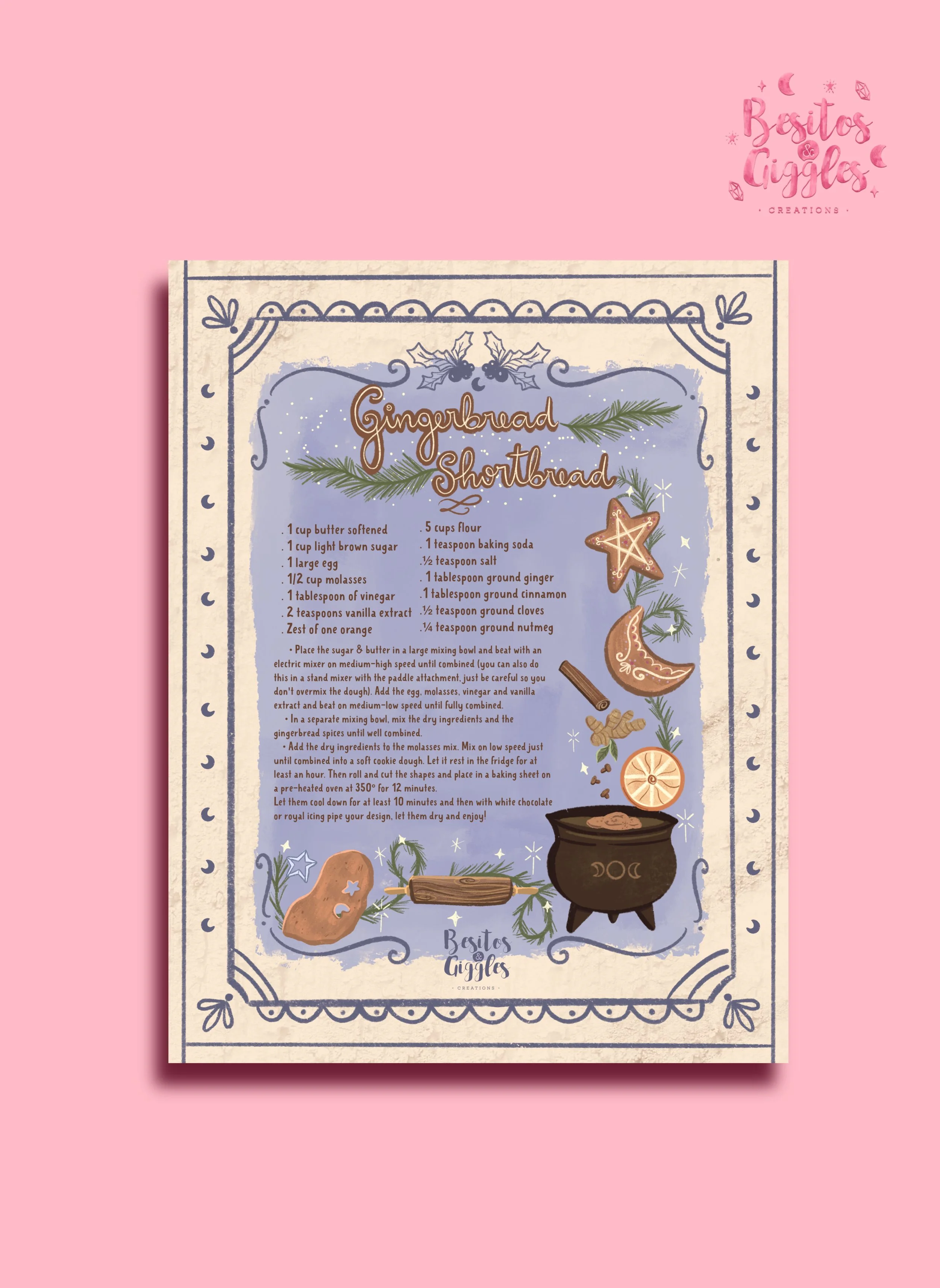 GINGERBREAD Kitchen witch holiday edition print