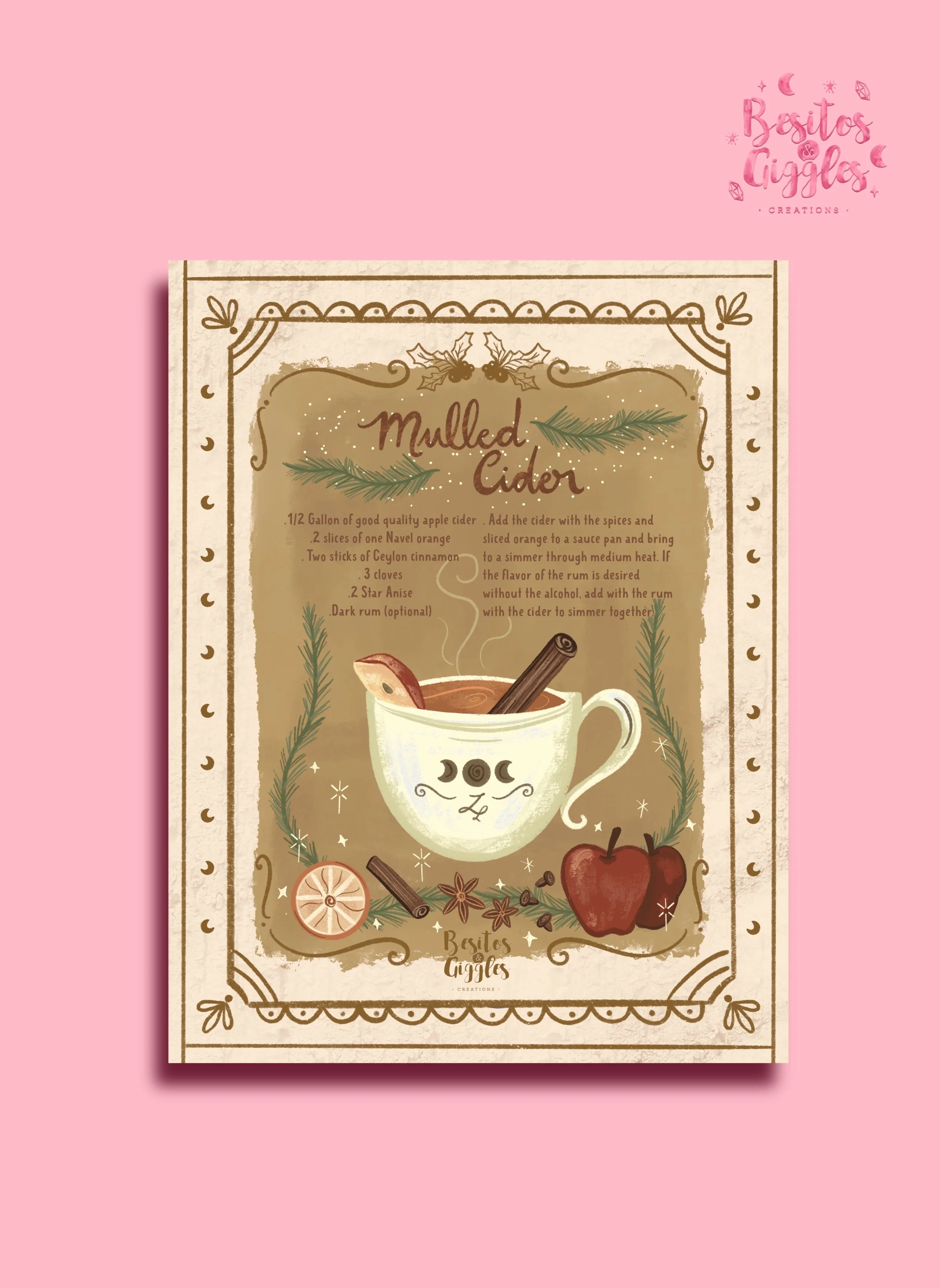 Apple Cider Kitchen witch holiday edition print