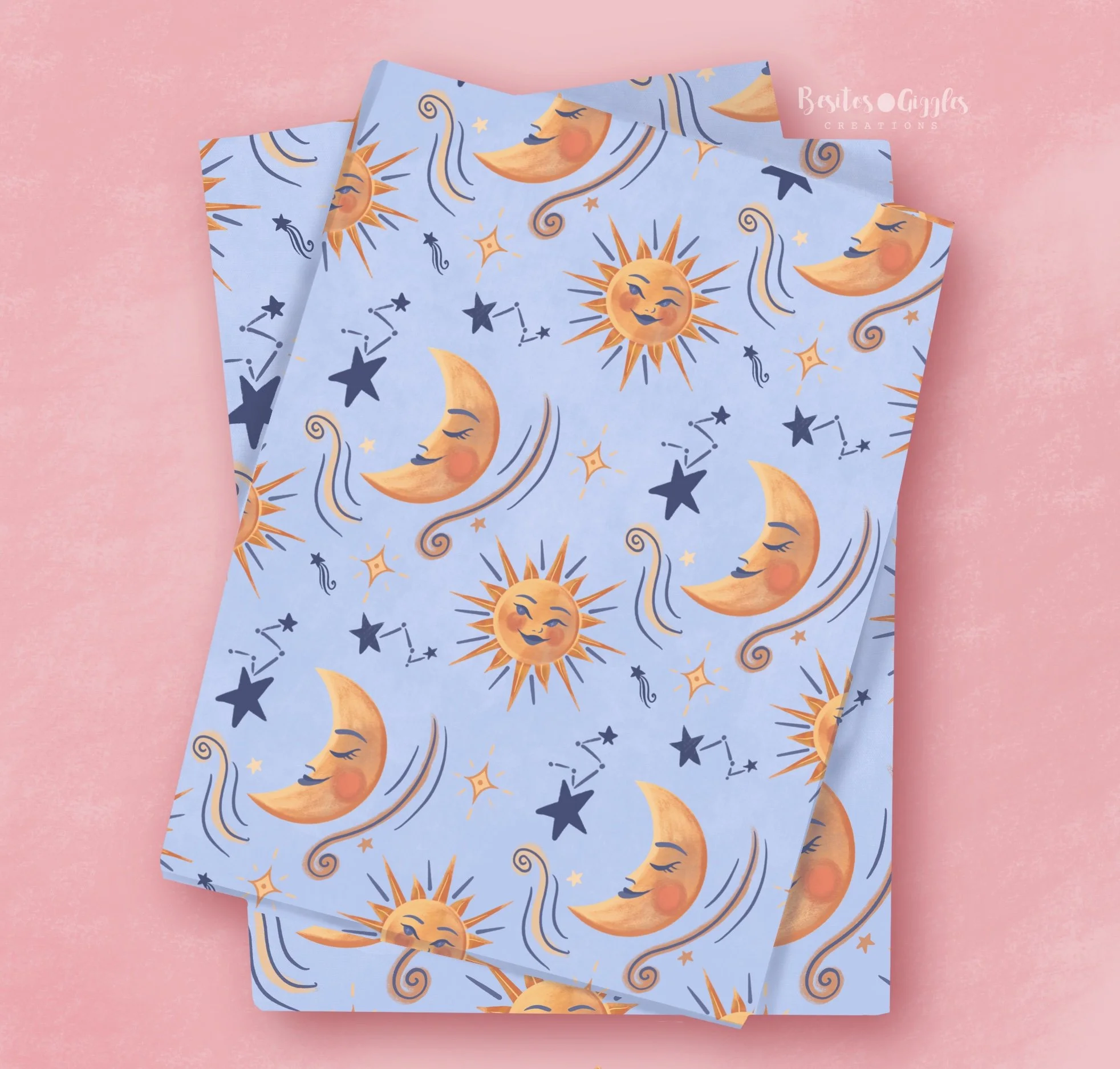 Sol & Luna celestial wrapping paper