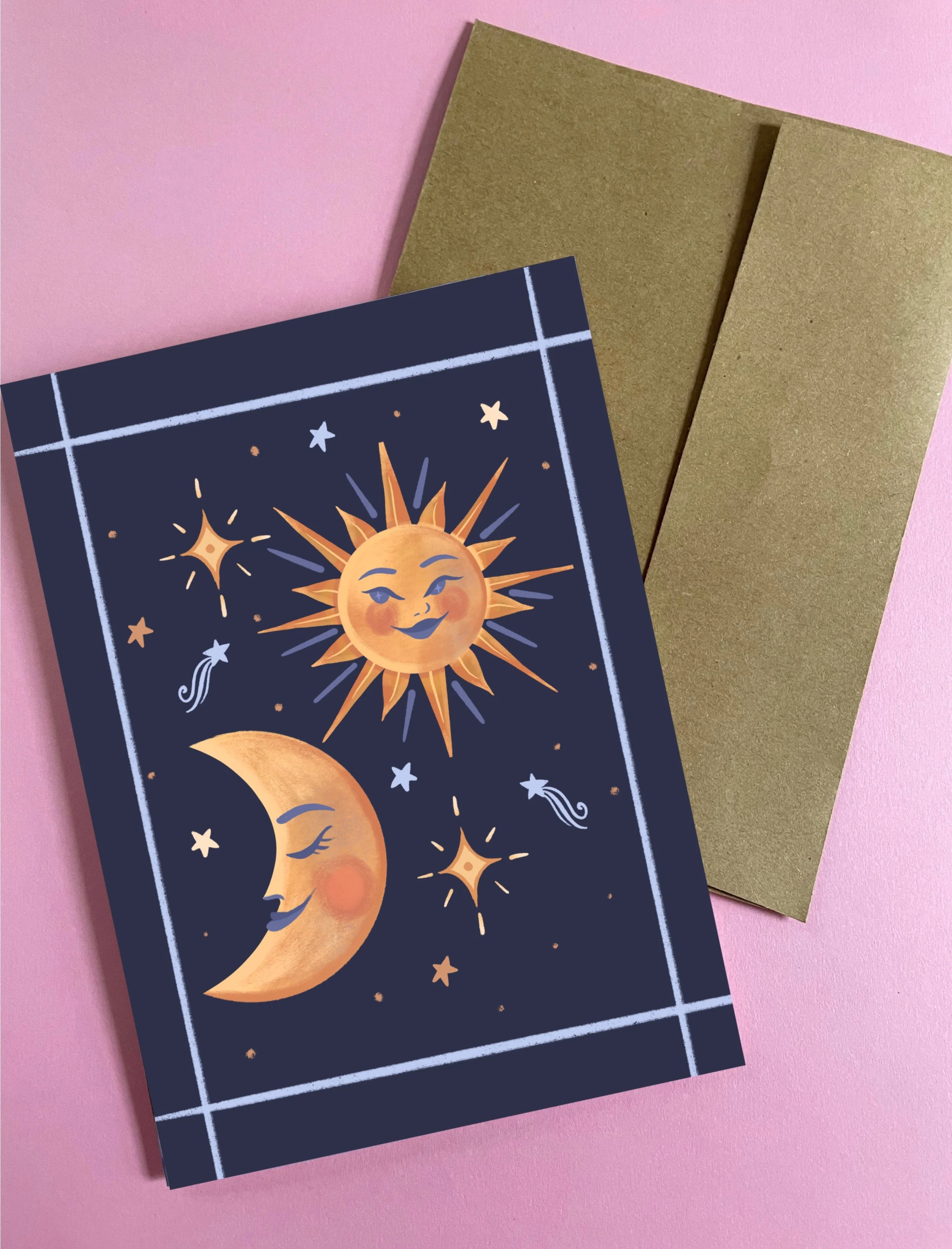 Sol y Luna celestial greeting card