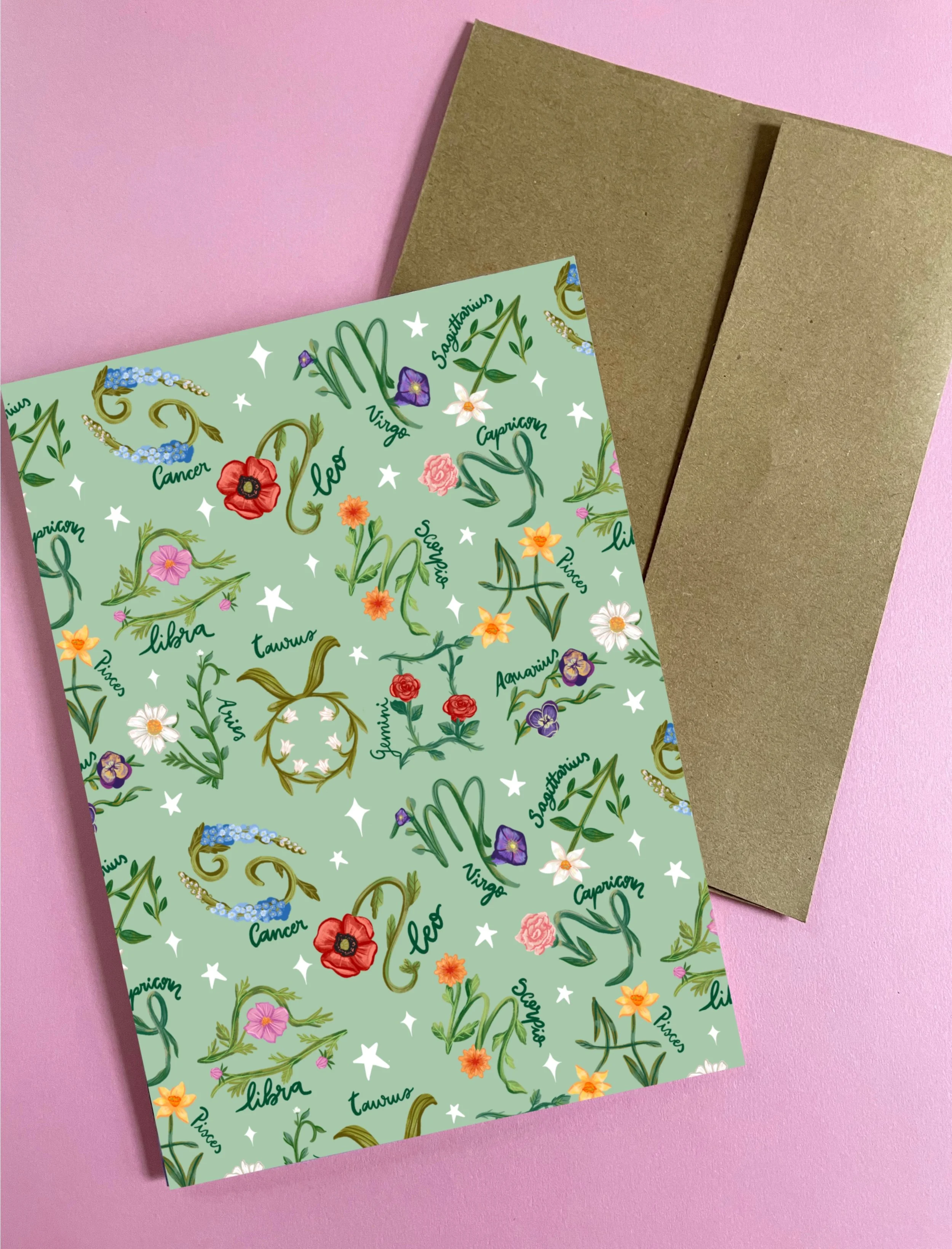 Floral Zodiac greeting card