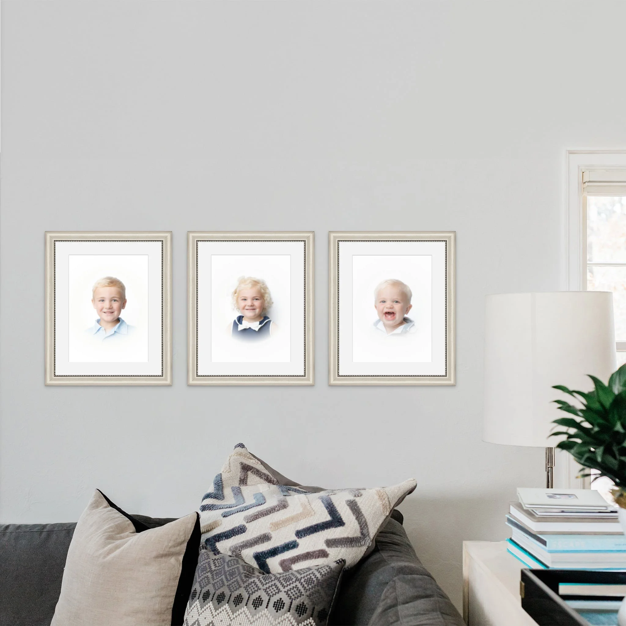 3 framed images of heirloom portraits in Tampa, FL homes.