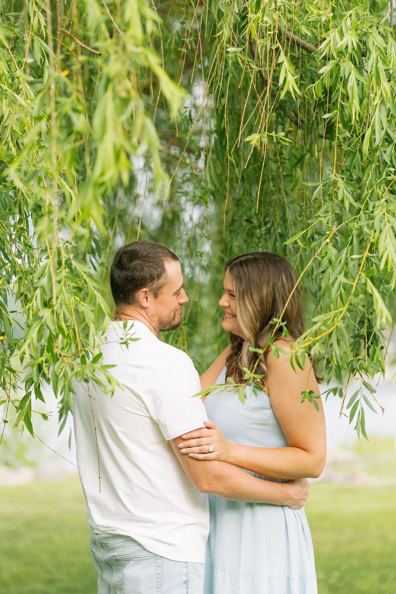 A couple embracing during a Tampa, FL engagement session.
