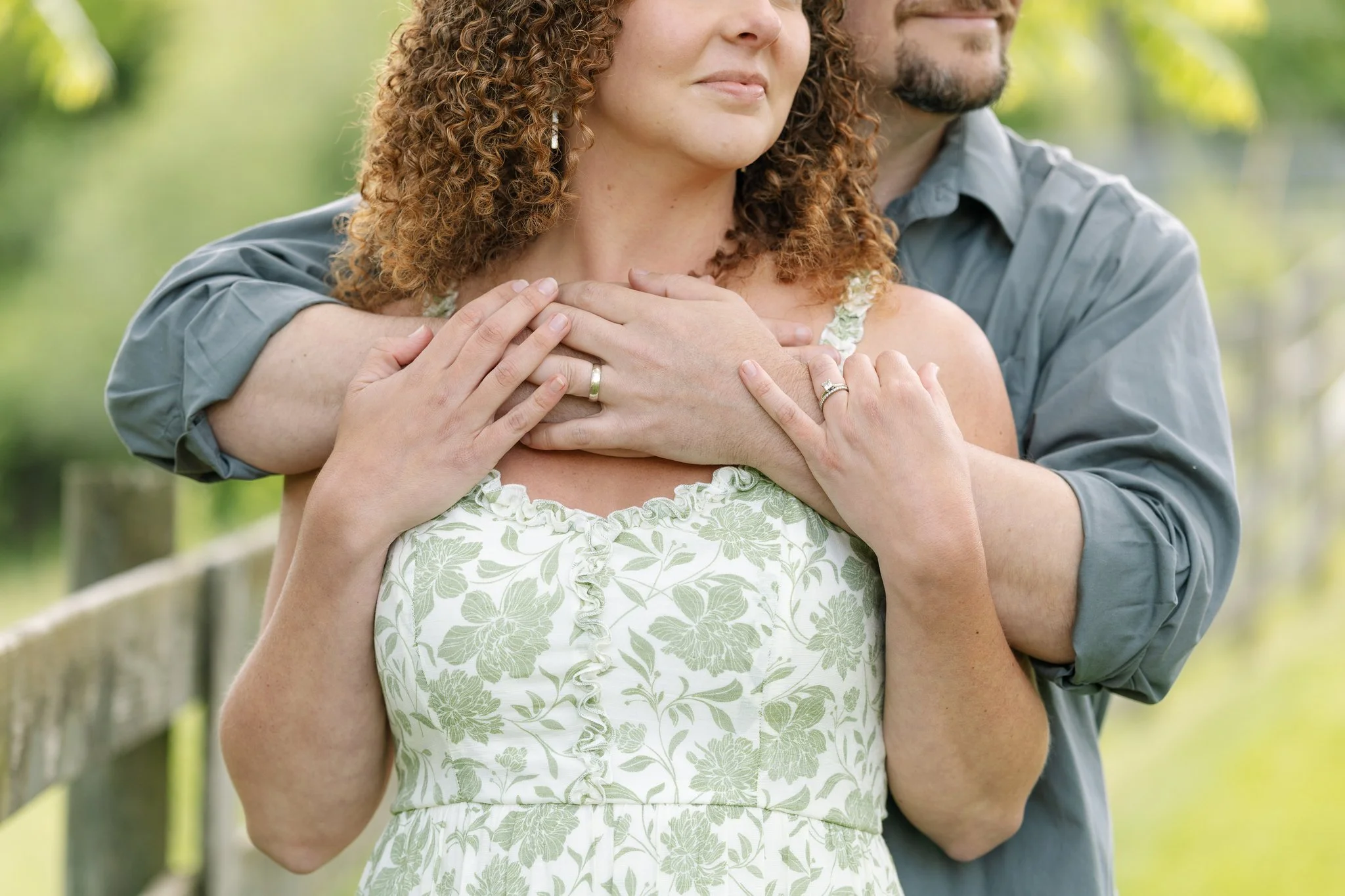 A couple embracing for a Tampa, FL anniversary photo session