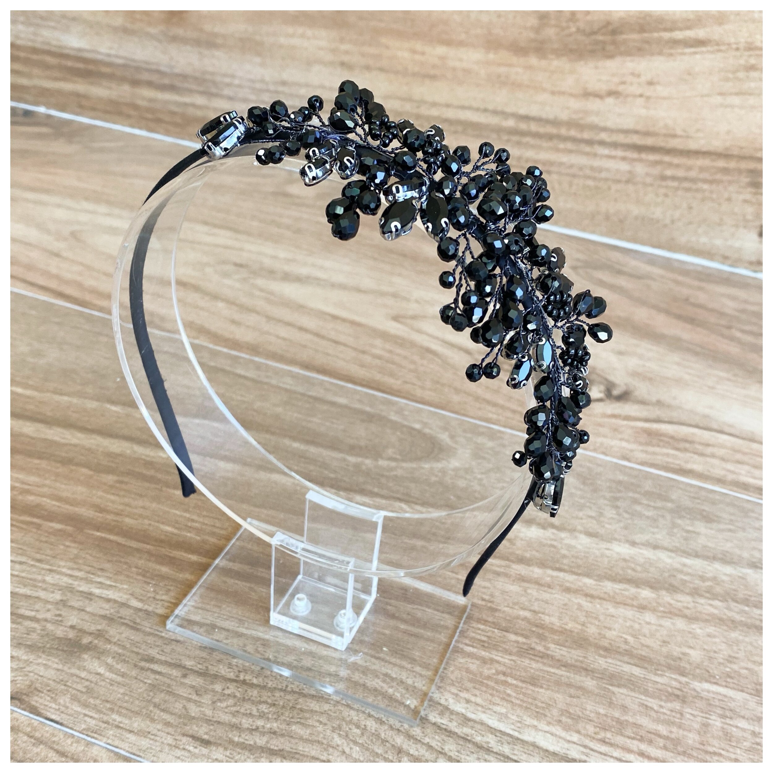 Bijoux de cheveux en cristal noir