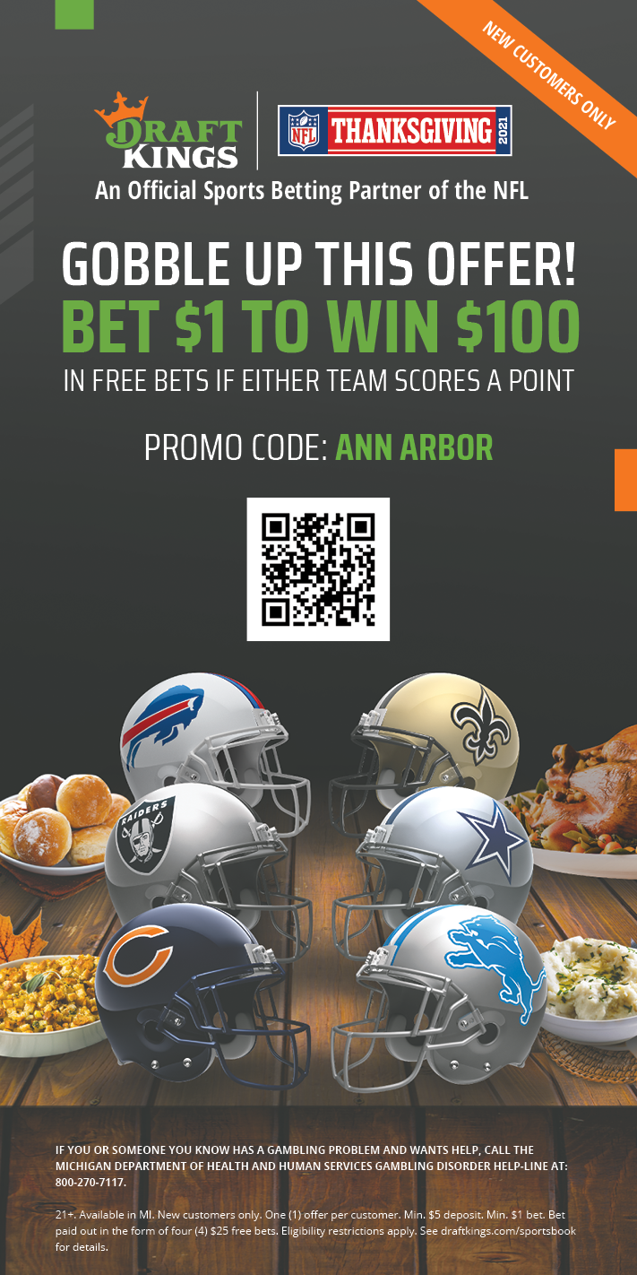 DraftKings Sportsbook NFL Thanksgiving MI Newspaper Spadea Ad