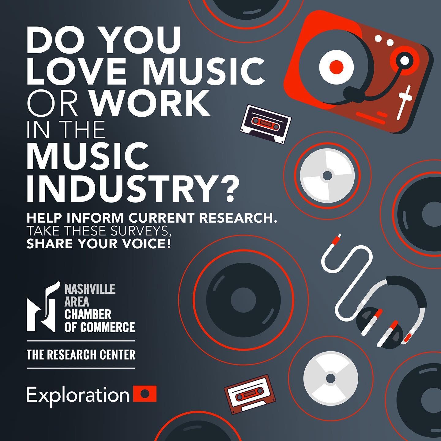 Be heard! Take part in the @exploration.io and the @nashchamber report on the changes in the global music industry with a focus on the impacts of COVID-19. Deadline is Sept 15! 

Check the link in bio to participate! #musicbiz #covidmusic