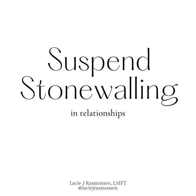 Happy Monday!

Gottman&rsquo;s third horseman of divorce and separation in relationships is Stonewalling. I want to make it clear that stonewalling is very different than taking a &ldquo;time out&rdquo; during an argument. 

A time out or break can b