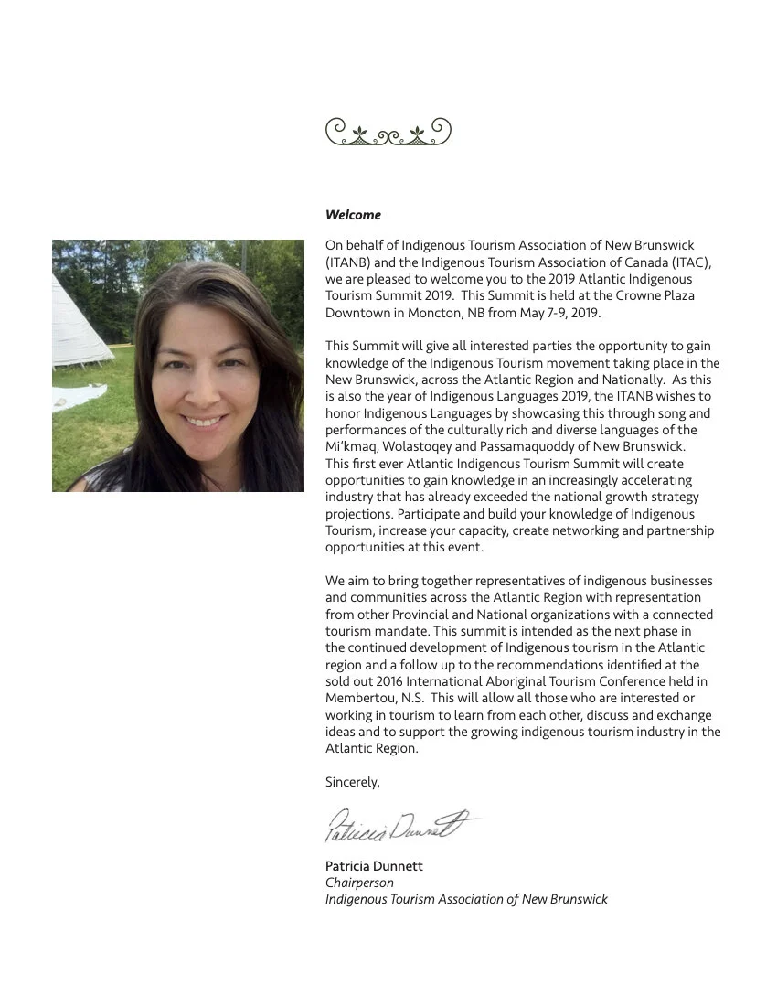 Welcome message from the Chairperson of ITANB, Patricia Dunnett.