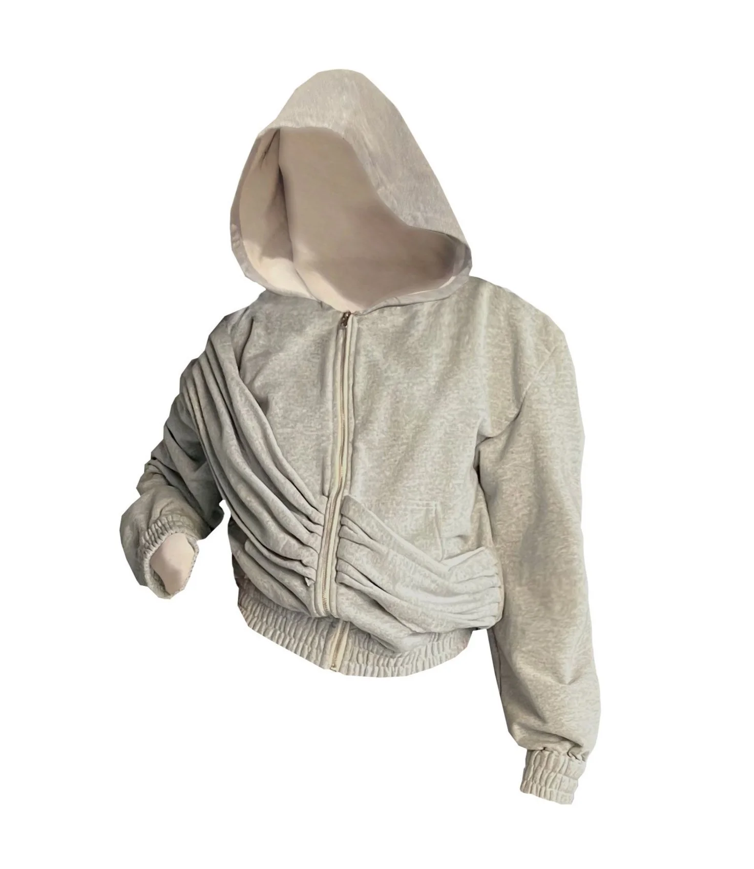 PLEATED GREY HOODIE