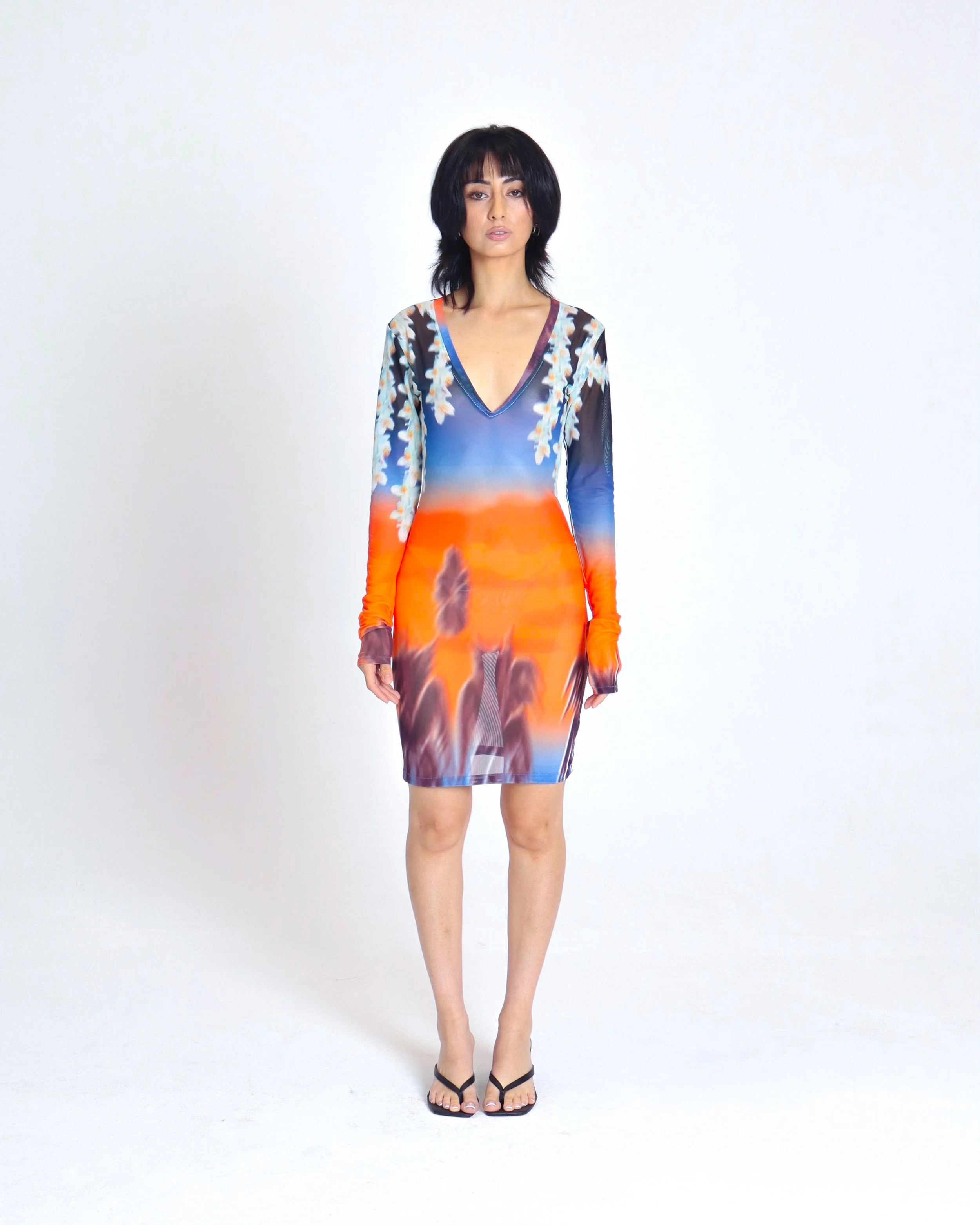 Sunset Blue Mesh Mini Dress