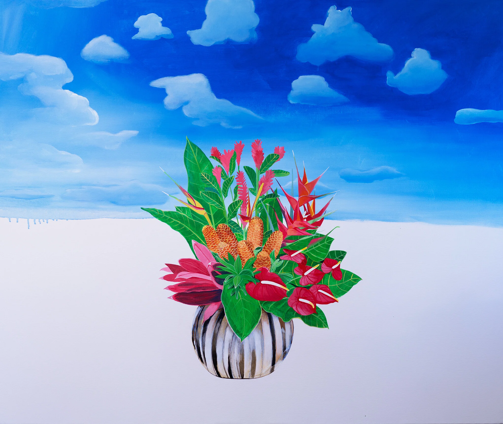 palms and sky (zebra pot)