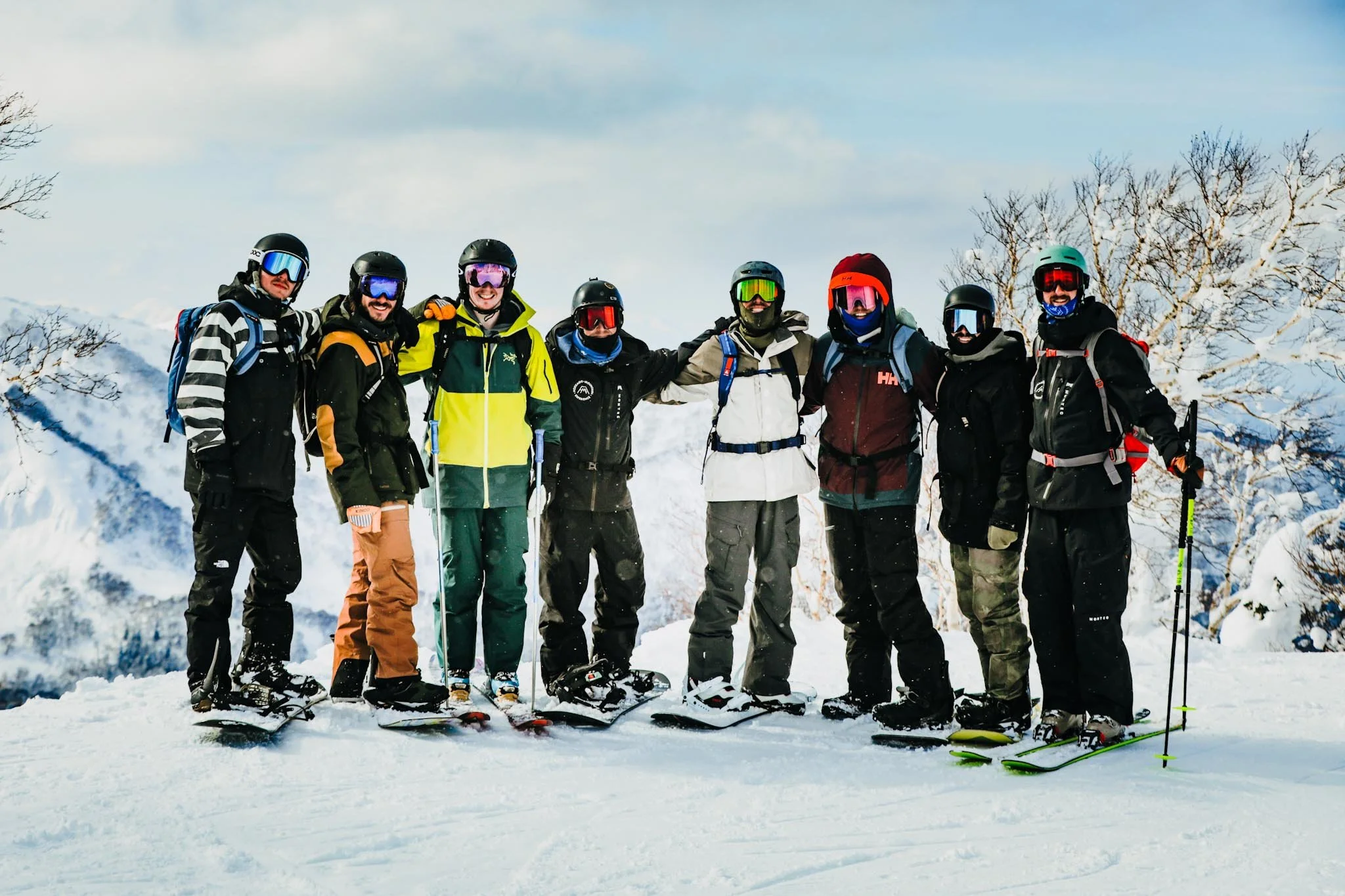small group posing and focusing on technique in Niseko