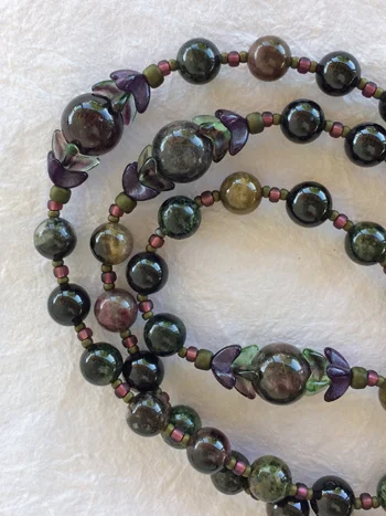 Tourmaline handmade rosary by Still Stone and Moss Prayer Bead Art, detail