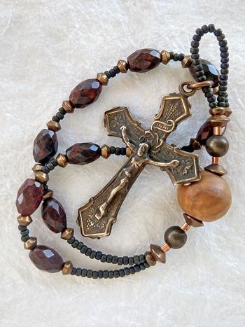 The Cup, red jasper chaplet handmade by Still Stone and Moss Prayer Bead Art. Detail.