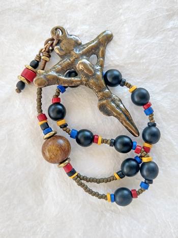 Signal Flags, colorful chaplet handmade by Still Stone and Moss Prayer Bead Art. Detail.
