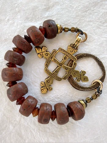 Compassion, bodhi seed handmade chaplet, by Still Stone and Moss Prayer Bead Art. Detail.