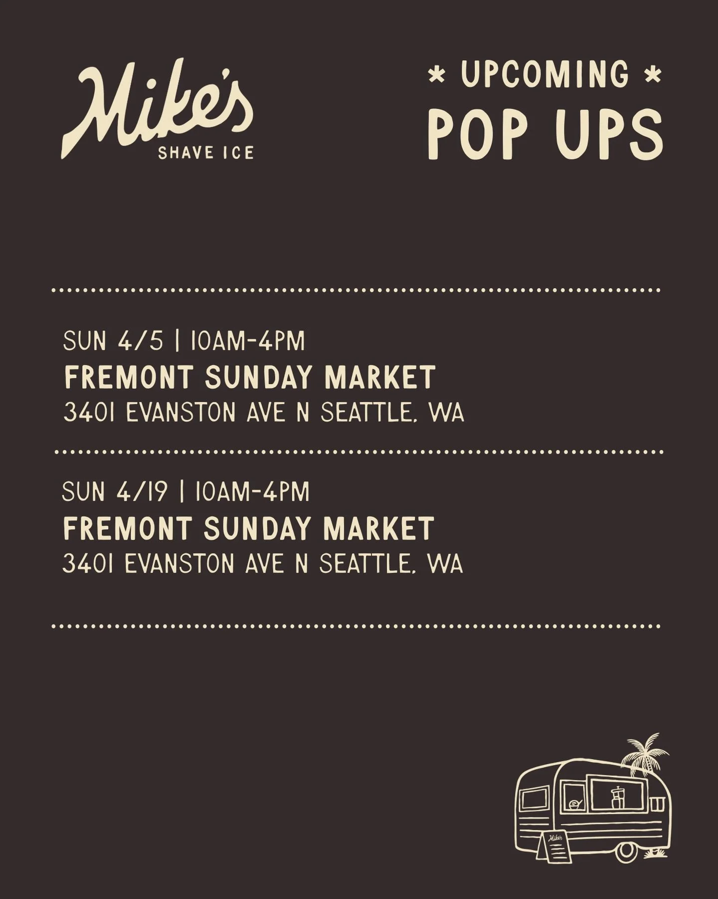 We&rsquo;re back at the Fremont Sunday Market starting in April! See you then 🤙🏽