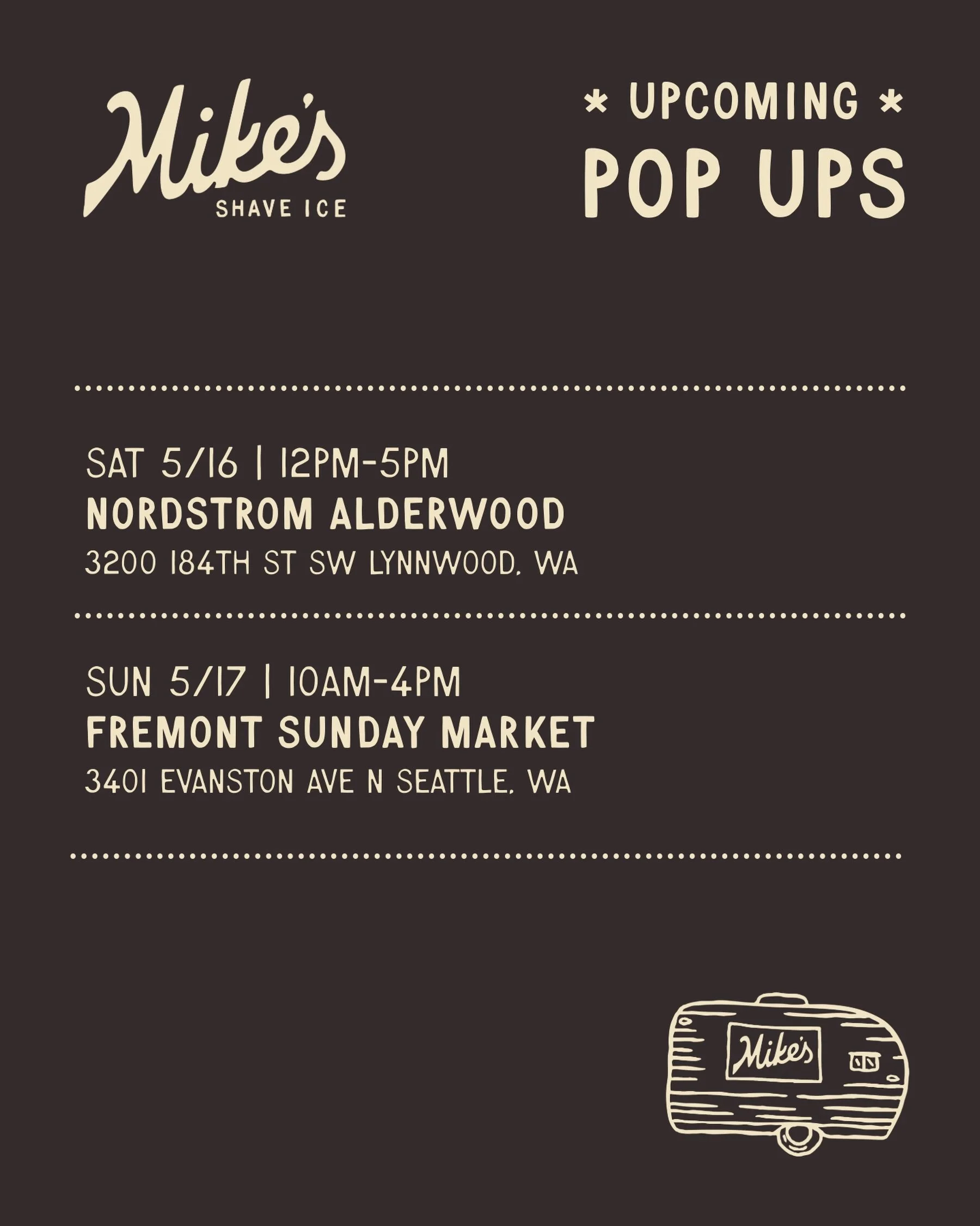 We&rsquo;re coming up to the north end this weekend! See you there!