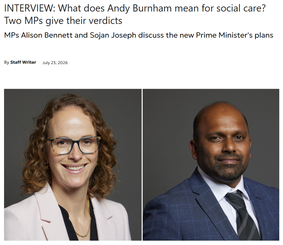 Chair of the APPG Sojan Joseph MP discusses the future of adult social care in Care Home Professional