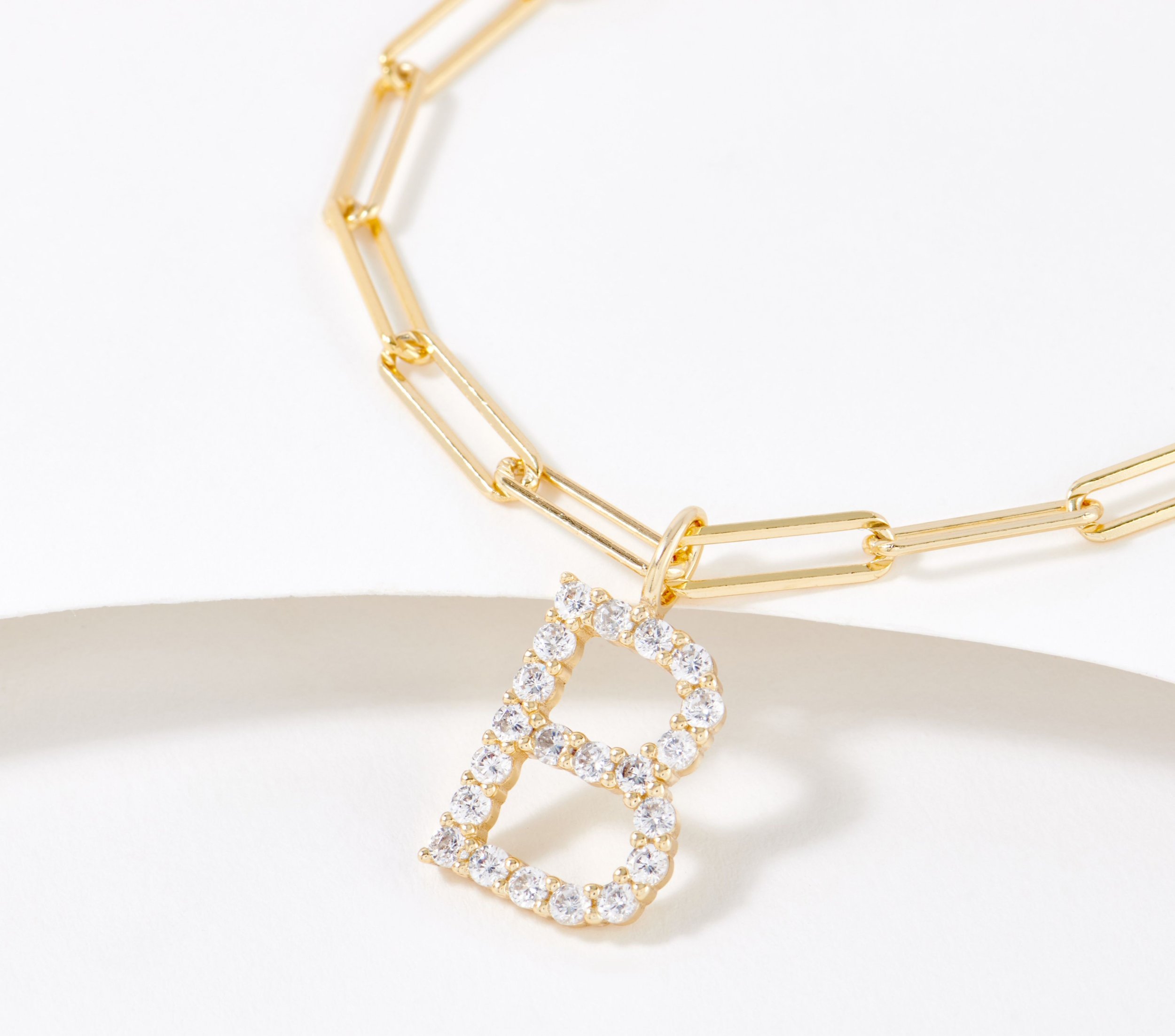 Paperclip Letter Necklace with Diamonds