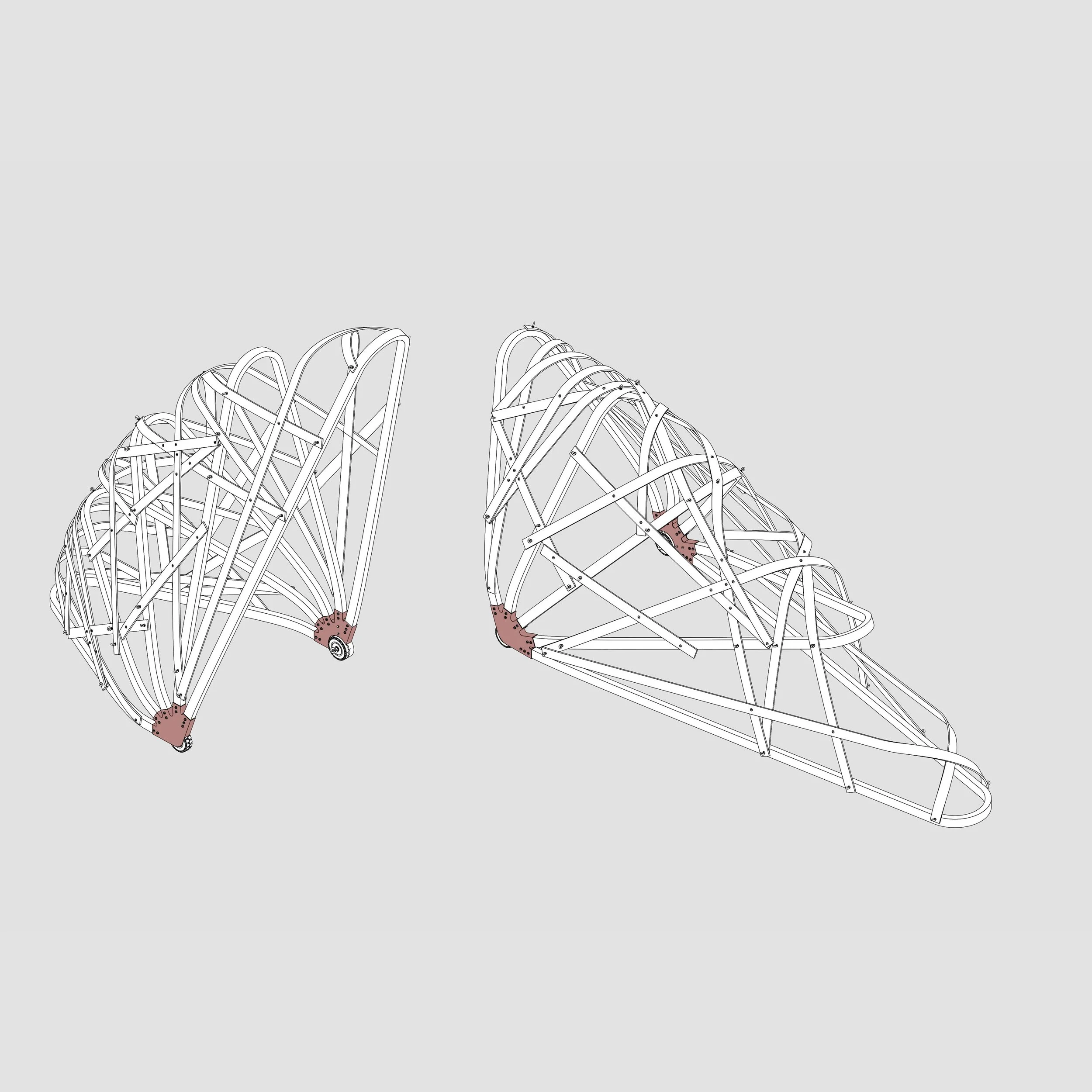 Working up a set of presentation drawings for the Rural Roaming Room &mdash; a series of mobile structures formed from steam-bent ash ribs, bolted connections and mild steel wheel housings.

Developed as part of the ongoing Public Map Project, the st