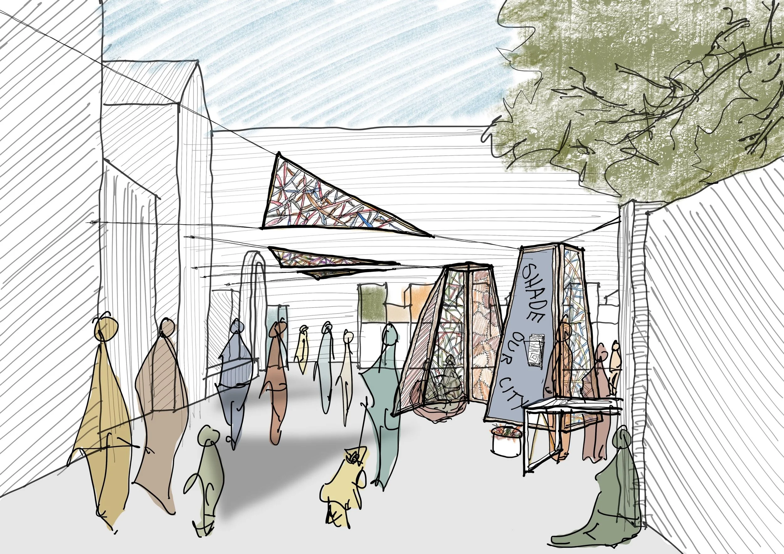 Early development sketches for our upcoming&nbsp;Guerrilla Shade Pavilion&nbsp;and public workshops with Camden Inspire Festival, opening 26.09.26. We will share the final designs soon. @camdeninspire 

The pavilion explores simple, adaptable ways of