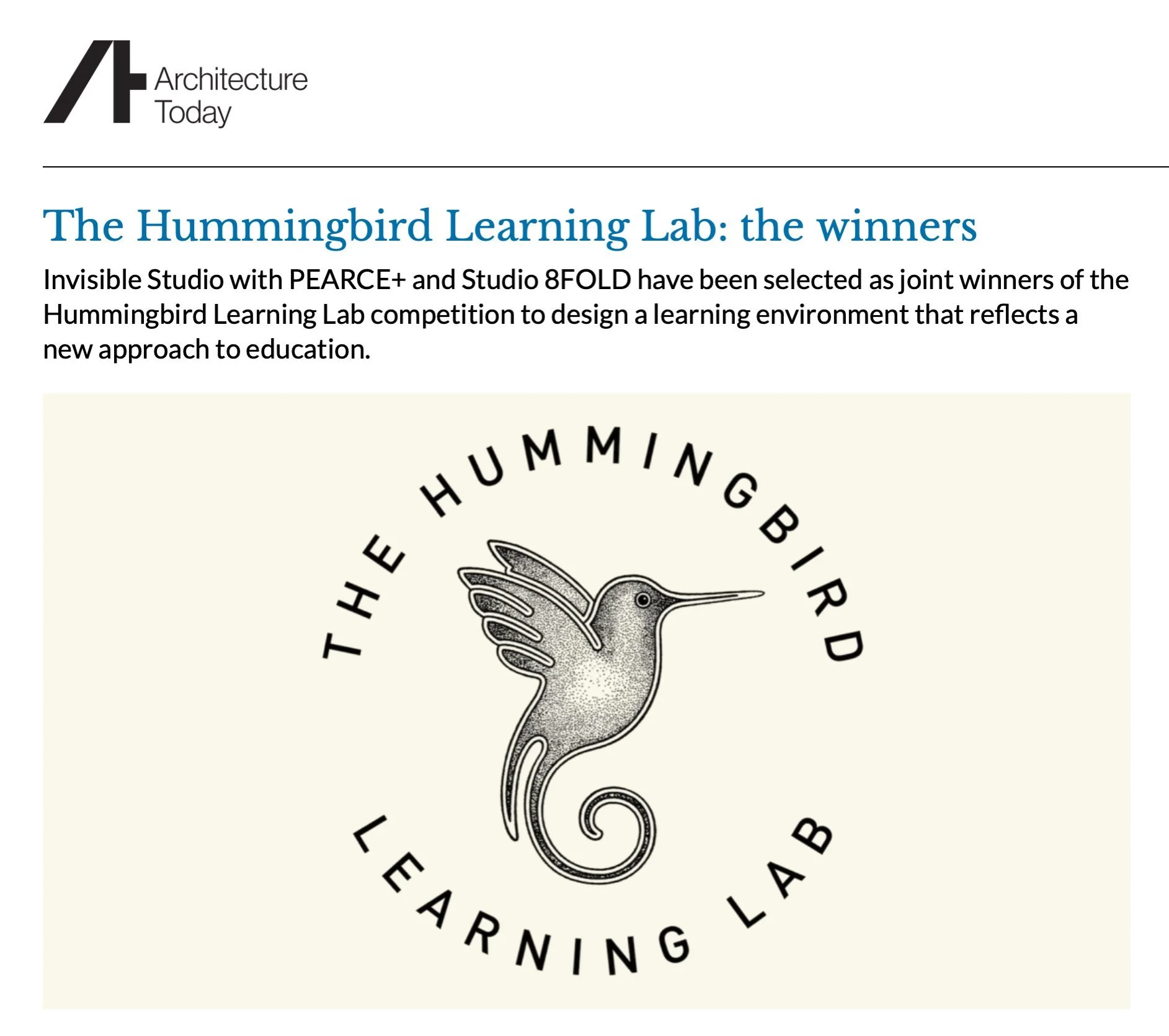 Exciting news! @invisible_studio Studio, Pearce+ and @hortus_collective have been selected to work alongside @studio8fold to develop ideas for a new approach to schools and education for Hummingbird Learning Labs. 

An ambitious project rethinking wh