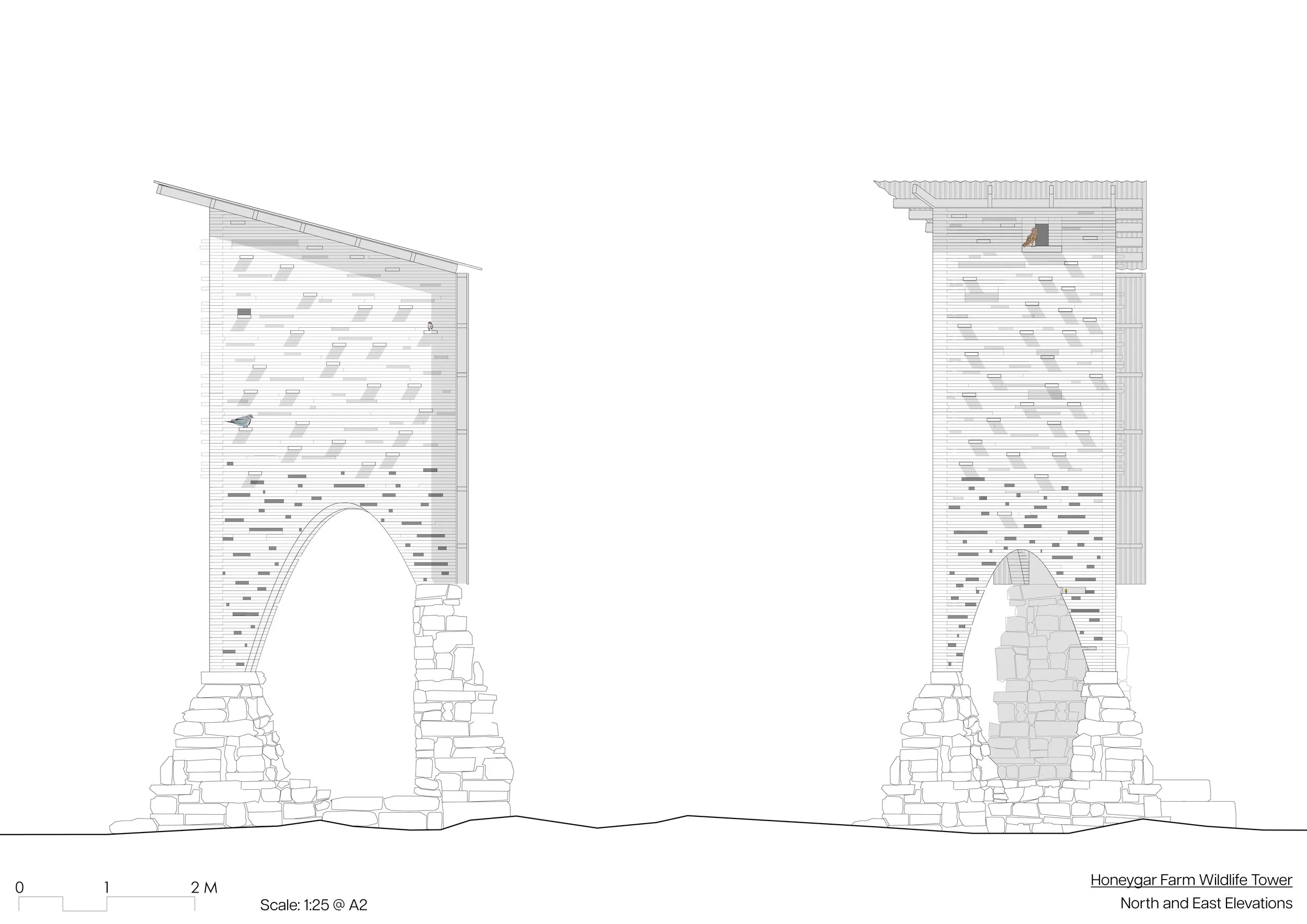 Honeygar Wildlife Tower_North and East Elevations.jpg