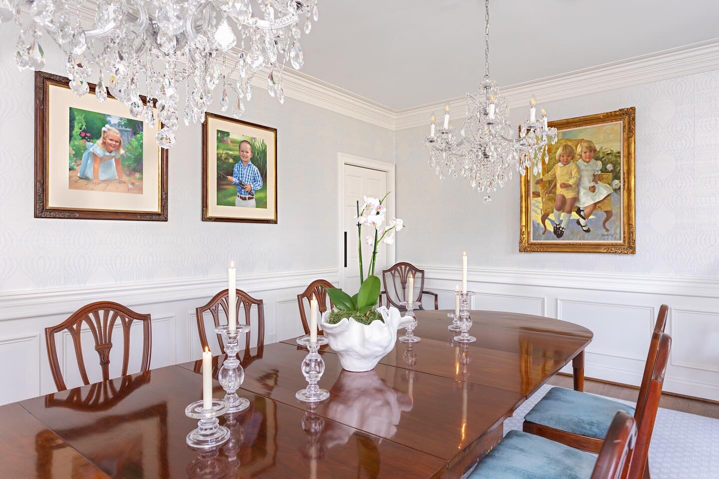 I&rsquo;m such a proponent of formal dining rooms! And, I love designing them! Our clients own this dining table, which has been in their family for generations. It dates back to the 1700s! So, of course we used it as our spring board for the design.