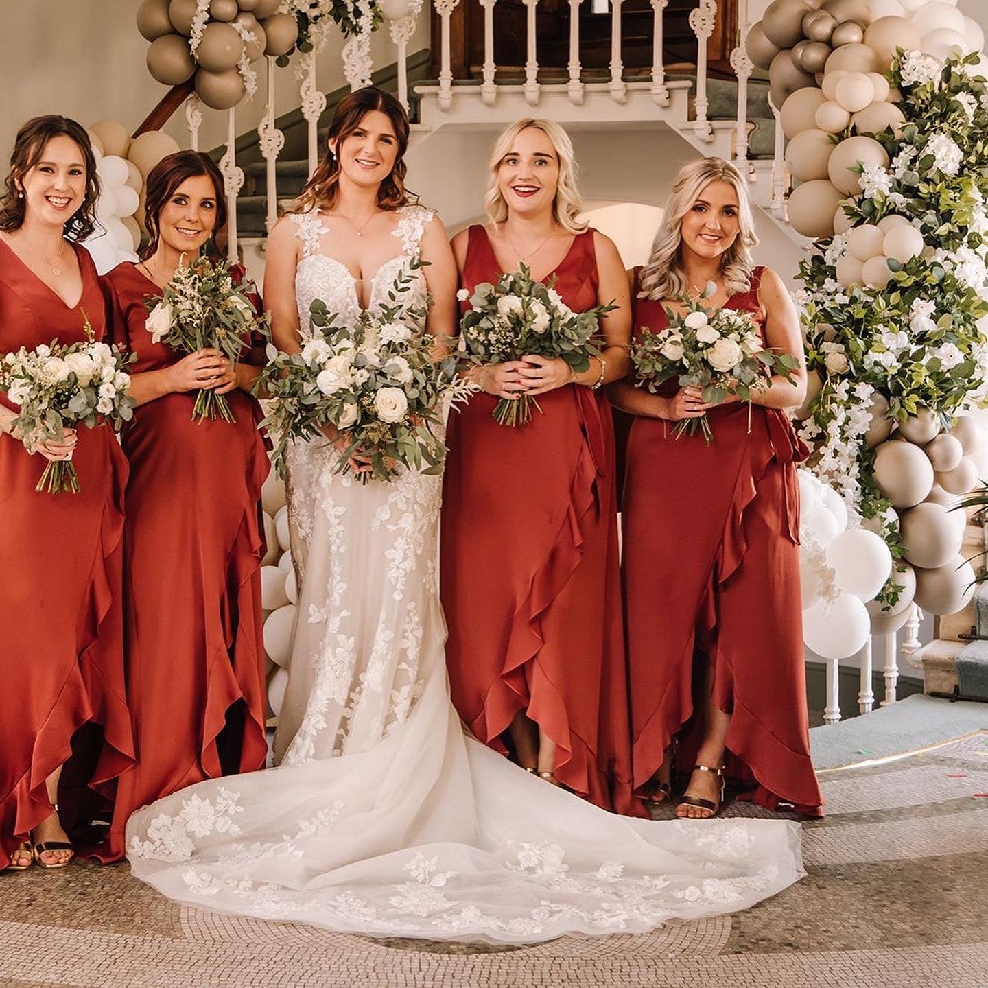 Burnt orange bridesmaid dresses