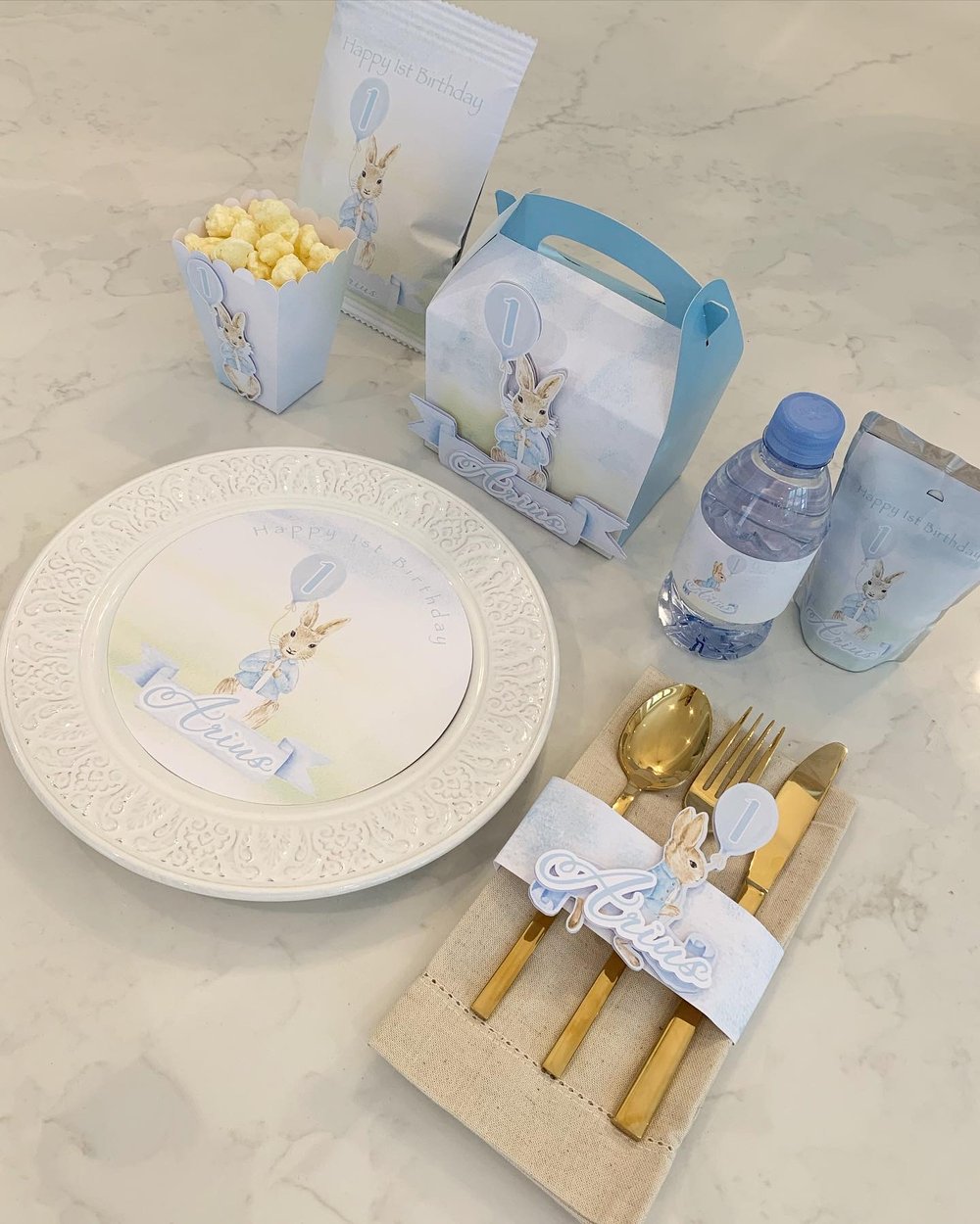 Peter Rabbit Party Box, Paper Plates, Crisps and Popcorn