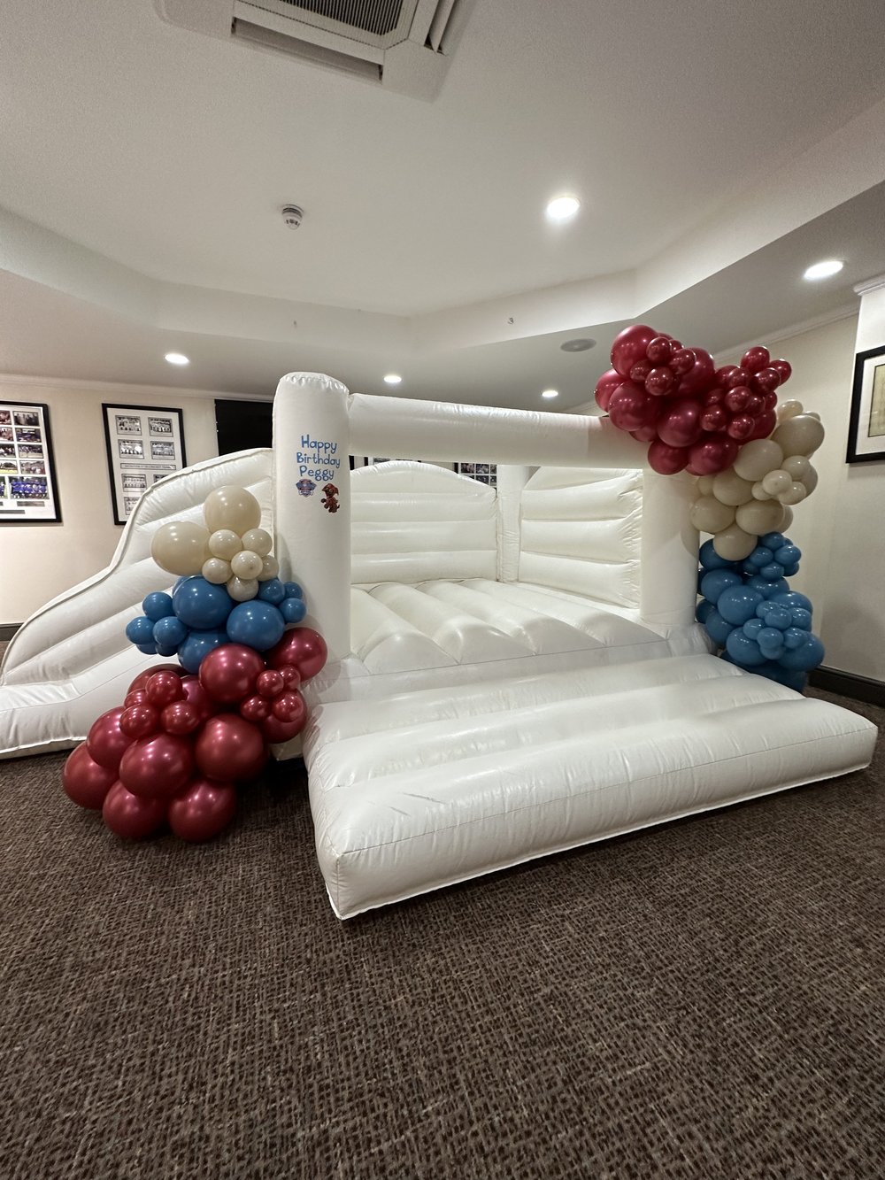 White mini bouncy castle &amp; slide