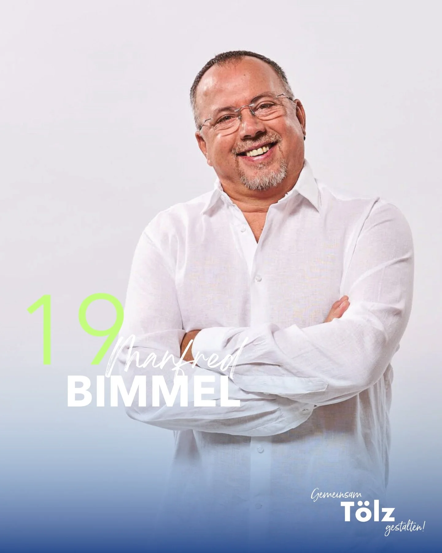 &bdquo;Die Heimat T&ouml;lz gemeinsam &auml;ndern und f&uuml;r alle attraktiv machen.&ldquo;
- Manfred Bimmel, Kandidat f&uuml;r den T&ouml;lzer Stadtrat

Auf Platz 19:

MANFRED BIMMEL
🔹ALTER: 52
🔹FAMILIE: VERHEIRATET
🔹BERUF: ELEKTROINSTALLATEUR


