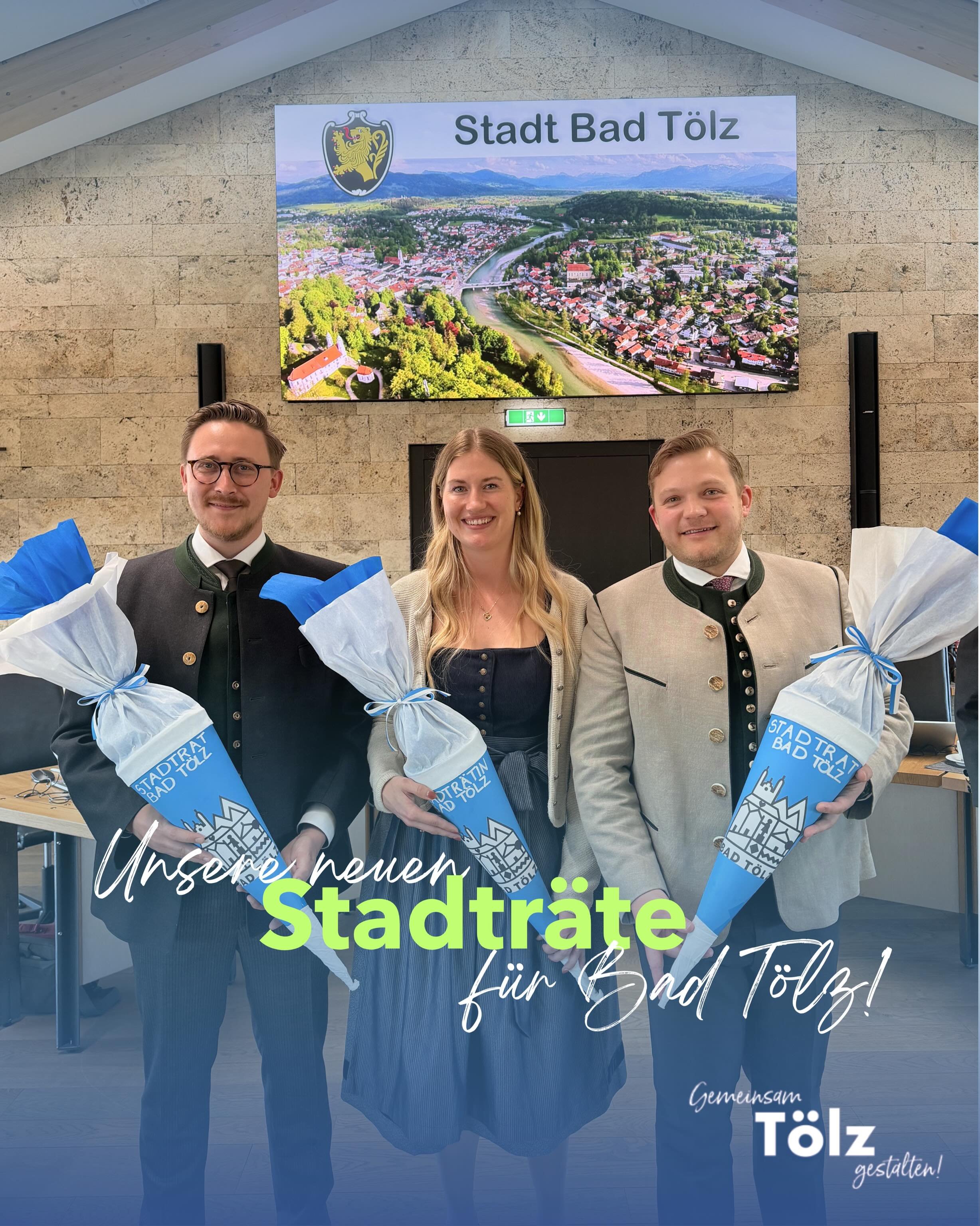 Drei neue Gesichter f&uuml;r den T&ouml;lzer Stadtrat 💪

Die CSU Bad T&ouml;lz freut sich &uuml;ber frischen Wind und engagierte Pers&ouml;nlichkeiten:

🔹 Simon Lindmayr (links)
32 Jahre, Steuerberater

🔹 Elisabeth Egger (Mitte)
27 Jahre, Maler- &
