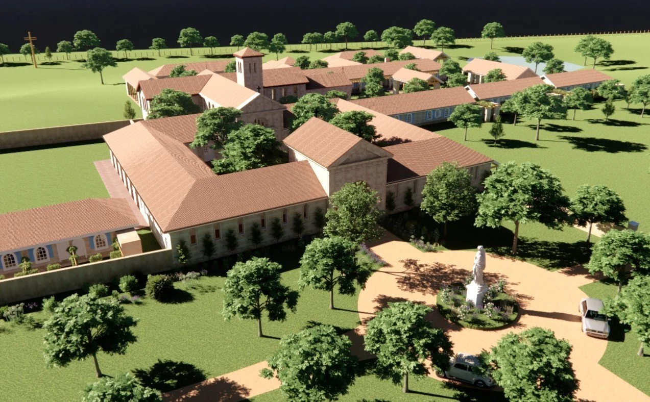 Aerial view of new monastery