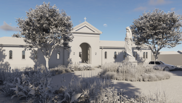  Chapel Courtyard Entrance from Driveway 