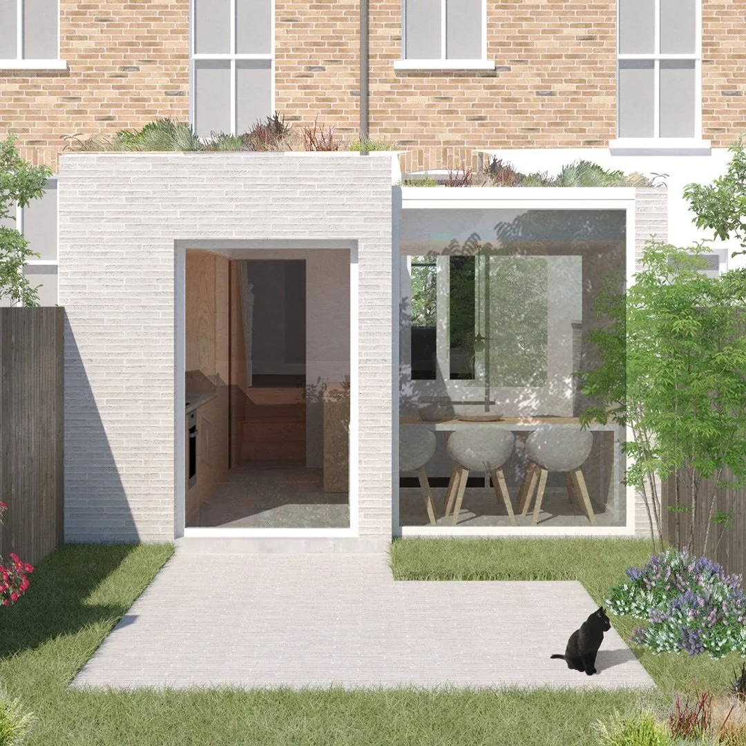 We&rsquo;re looking forward to sharing some photos of a recently completed project in Bermondsey! 

This pale brick extension draws from the white render datum line seen across the terrace, creating a subtle connection to its surroundings. Brick-fram