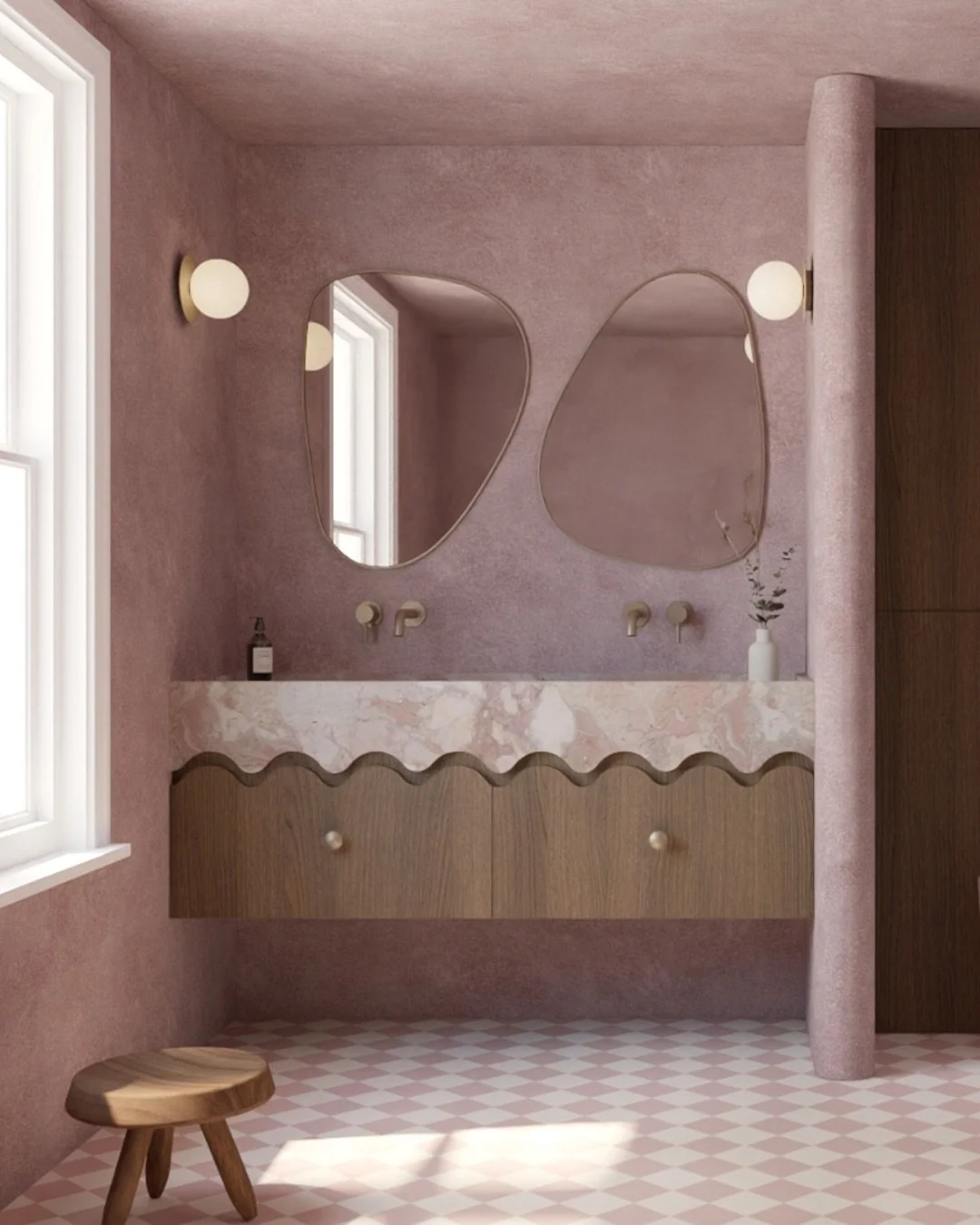 Currently on the drawing board: playful bathroom designs for a project in Clapham Old Town, where a bespoke pink marble vanity unit and an undermount bath with a scalloped backsplash take the spotlight.

More to follow soon...

@thumbdesigns will be 