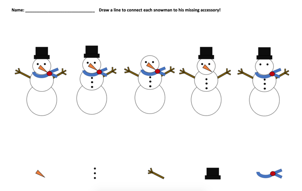 snowman visual perception worksheet downtown kids therapy nyc ot pt slp