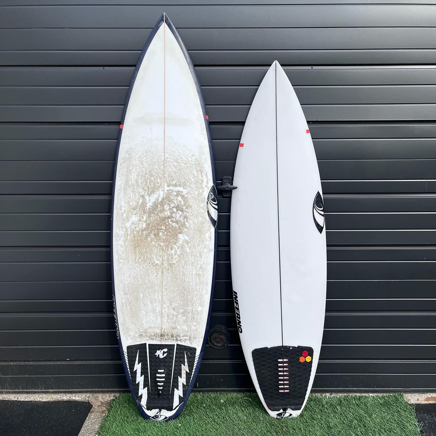 Here&rsquo;s two used @sharpeyesurfboards Inferno 72s. The inferno was the 2021 Stab in the Dark winner and is a great high performance board for small to medium waves. Both in good condition.
-
6&rsquo;4 x 20.62 x 2.87 38.4L -$599-

5&rsquo;8 x 18.7