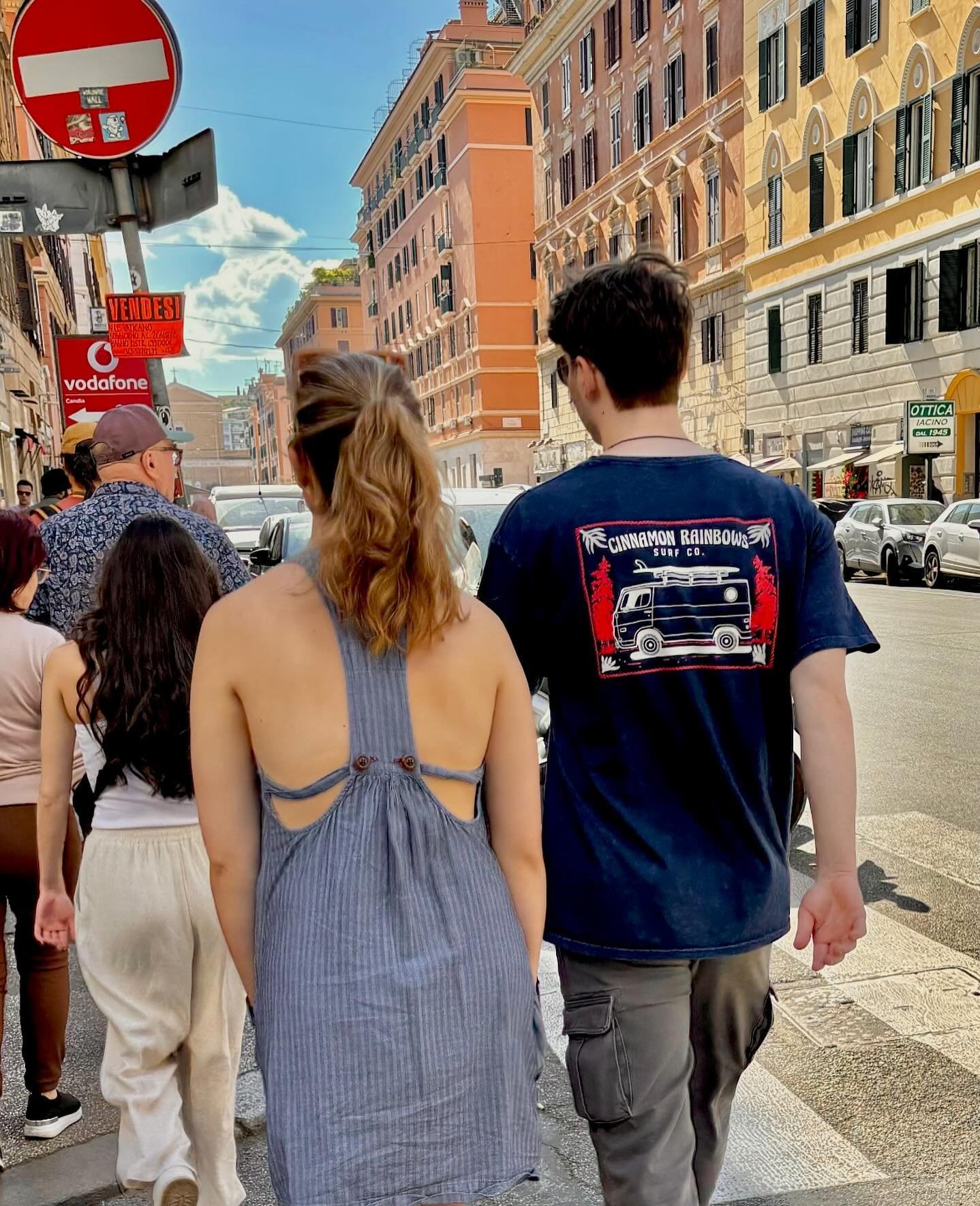 CR takes it to the streets of Rome in style!  New shop t-shirt and Oneill on the young lady 🇮🇹
No matter where you&rsquo;re off to, pack us up (SELECT PATAGONIA DUFFELS ON SALE STILL&hellip;30% OFF!) and take us with you ✈️🌎