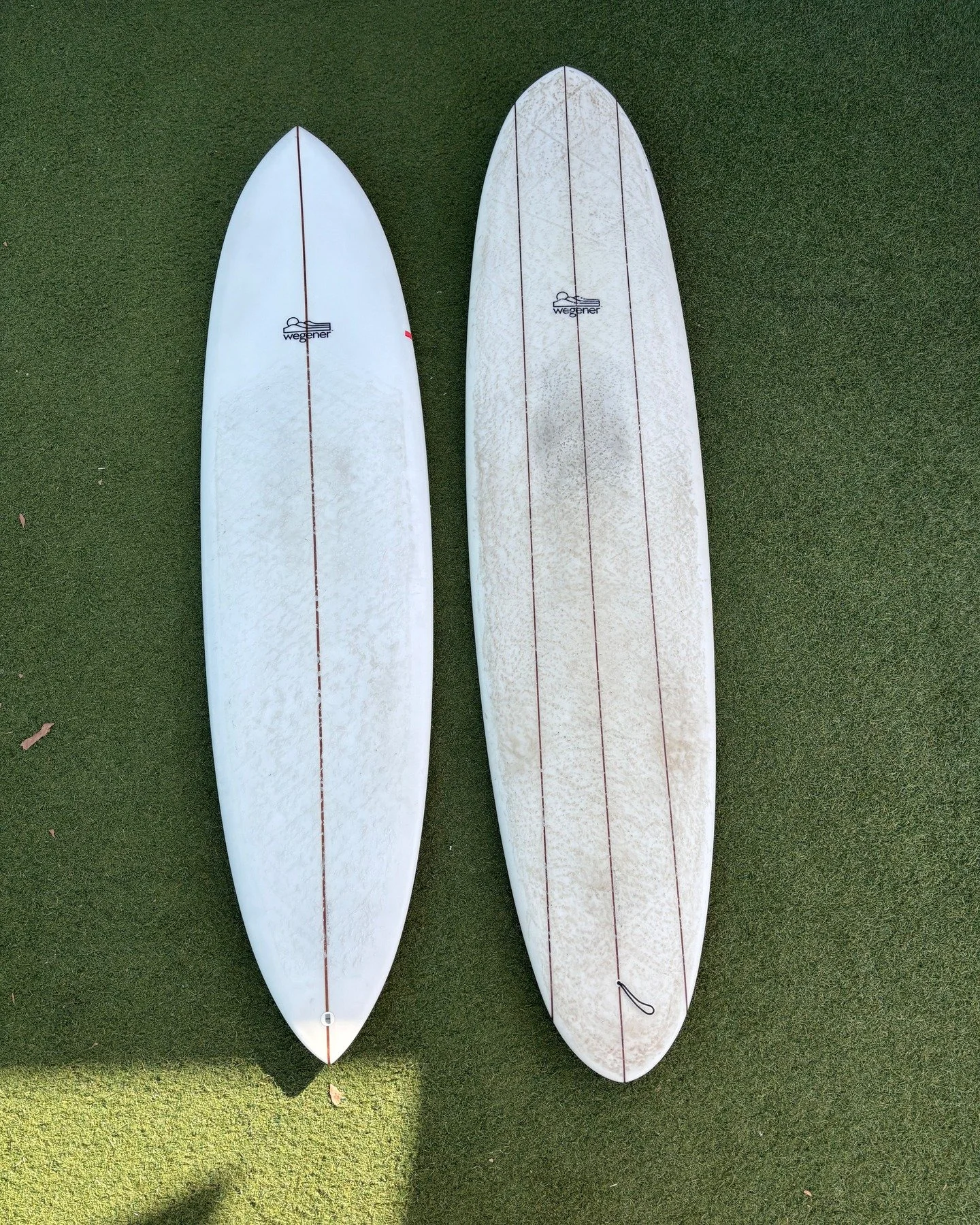 Used @jonwegenersurfboards 

Left 7&rsquo;4 Almost Gentleman model $599

Right 8&rsquo;0 2+1 mid-length $699

Both boards are in good condition