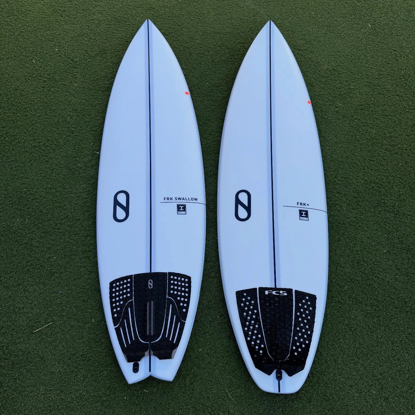 Got 2 used 6&rsquo;1s from @firewiresurfboards 

Left: FRK Swallow
Like new condition
6&rsquo;1 x 19 9/16 x 2 11/16 34.6L
-$799-

Right: FRK+
Good condition
6&rsquo;1 x 19 9/16 x 2 11/16 34.1L
-$399-