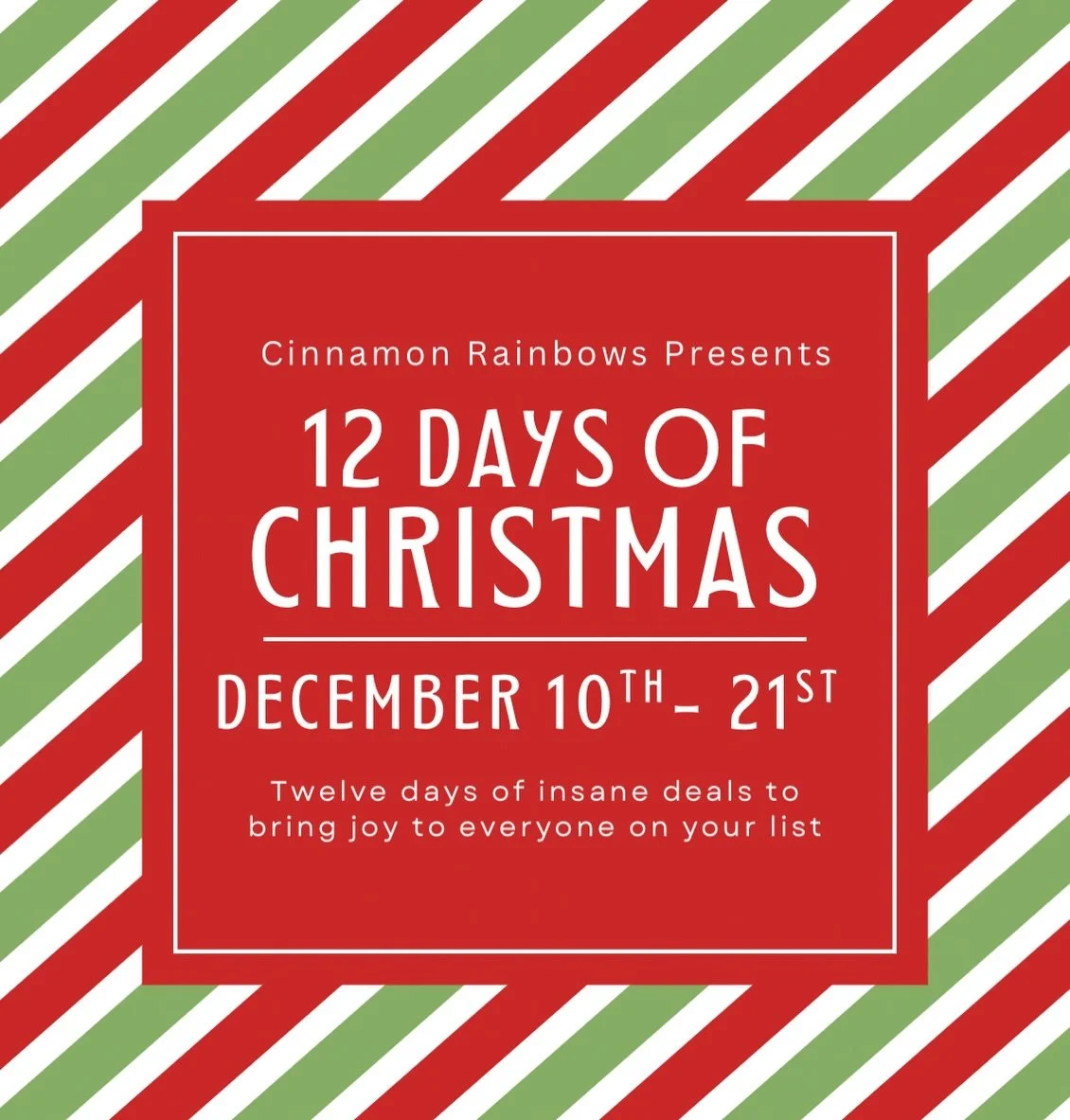 Get ready! Our 12 Days of Holiday Deals are rolling out daily, starting tomorrow. 
❄️ ❄️ ❄️ ❄️ ❄️ 
A new offer will be revealed each night for the next day-don&rsquo;t miss your favorites! 🎄💸🎁