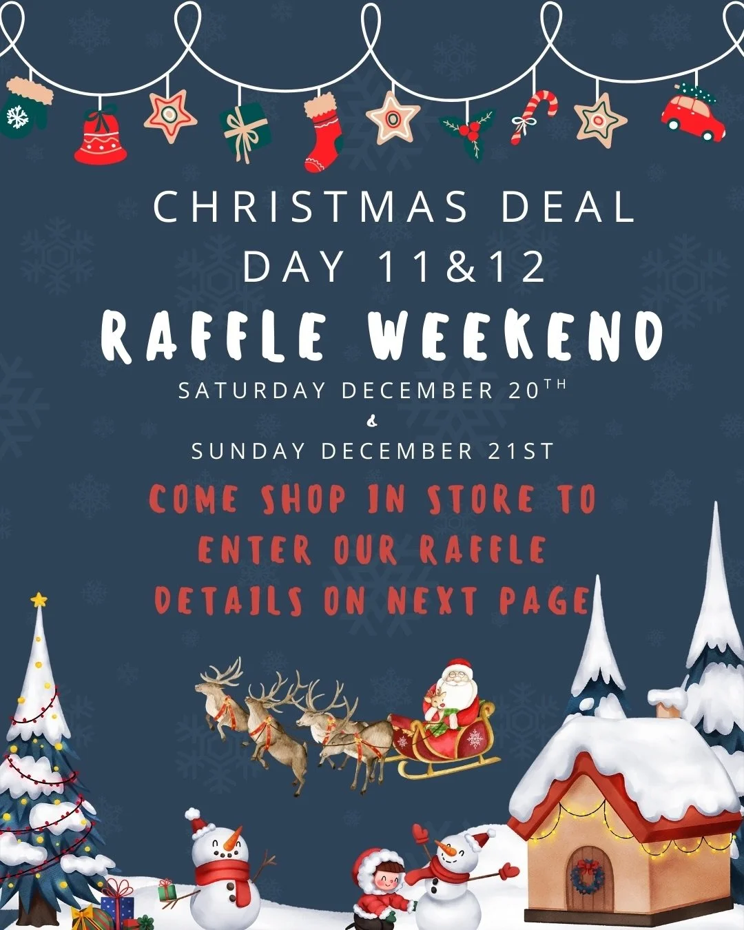 This weekend is the end of our 12 days of deals 🎁 Saturday and Sunday we will have our raffle weekend details on page two! Enter to win a new winter wetsuit set up or enter to win a CR twin fin fish (available sizes are on page two) 🌊🎄❄️