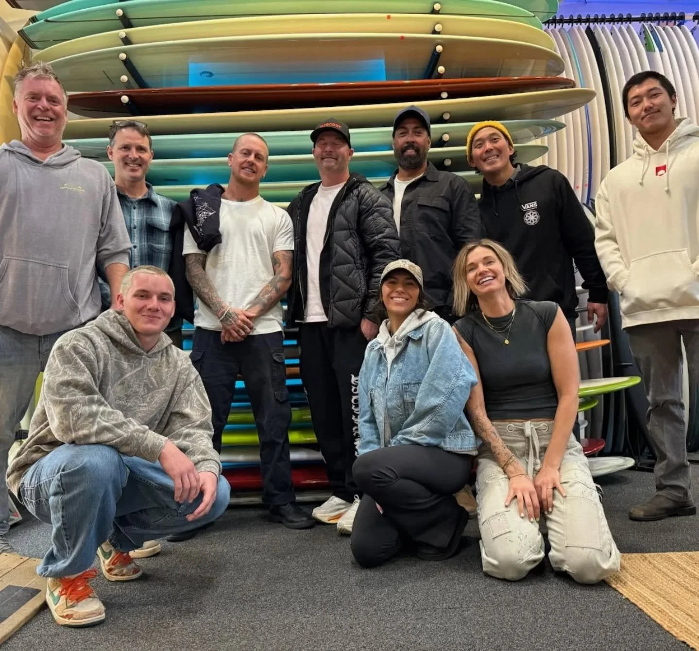 Great to have a visit from pro surfer @chippawilson and the @officialforecastsurf crew today. 
Some great looking gear coming to the shop this summer!